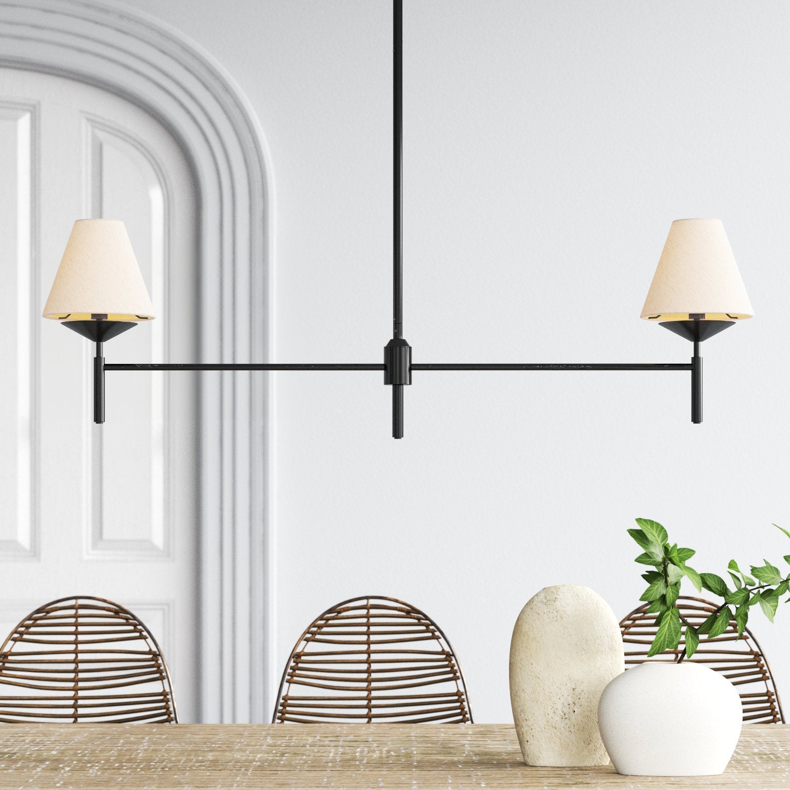 Ulphaa Vintage Industrial Black Fabric Chandelier - Lamp Copper