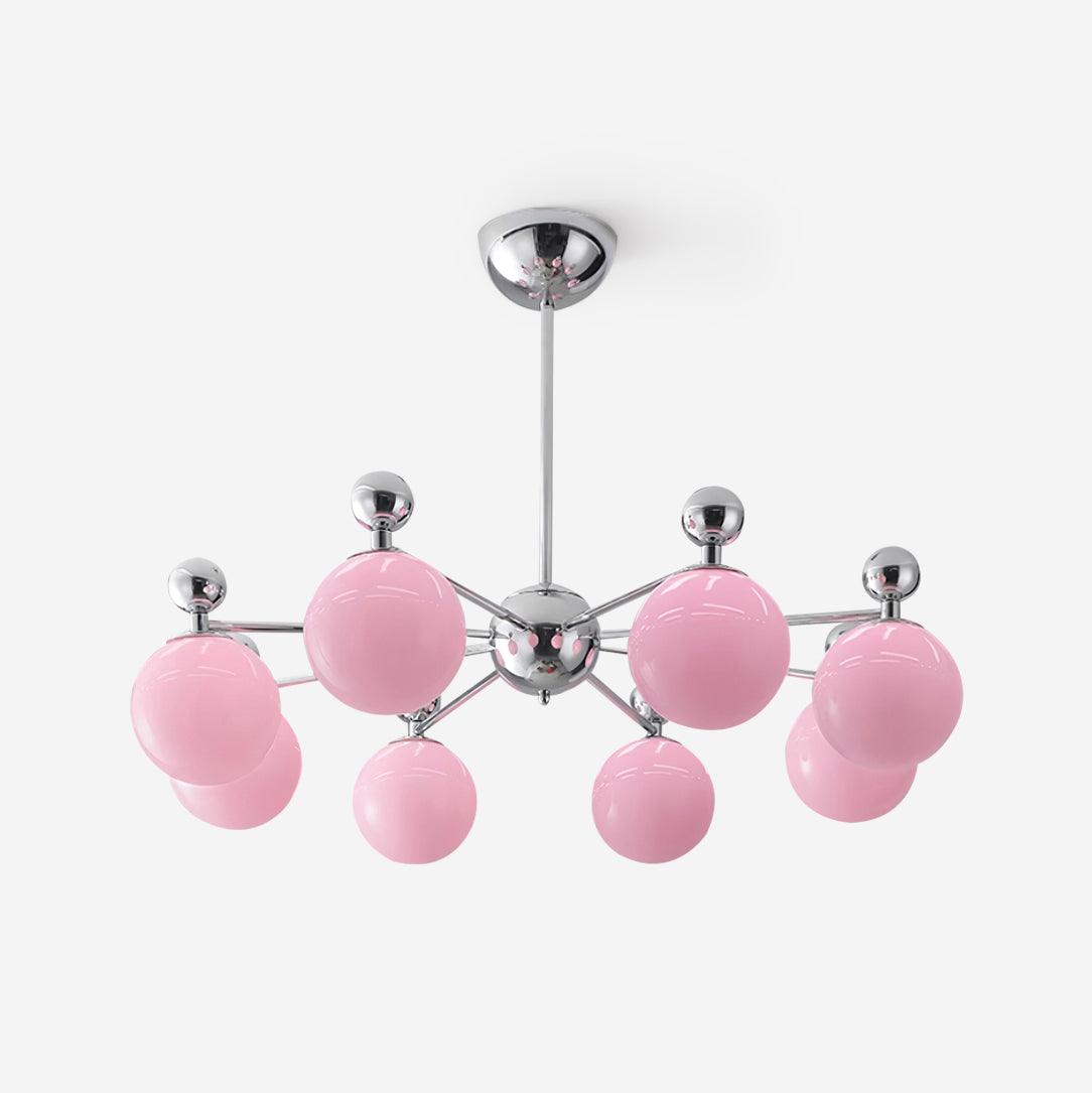 Dori Chandelier Pink Glass Globe Array - Letslighting