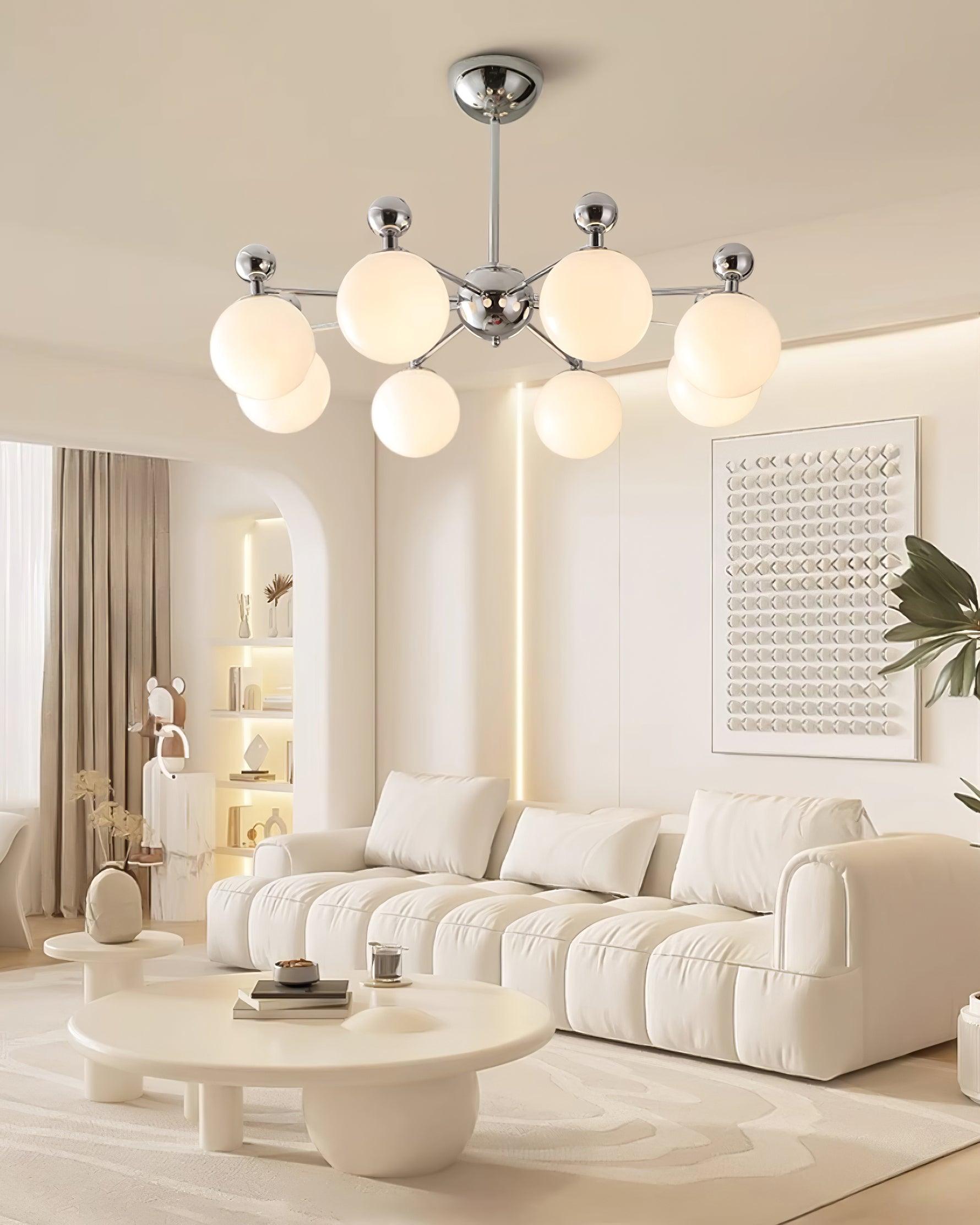 Dori Chandelier Pink Glass Globe Array - Letslighting
