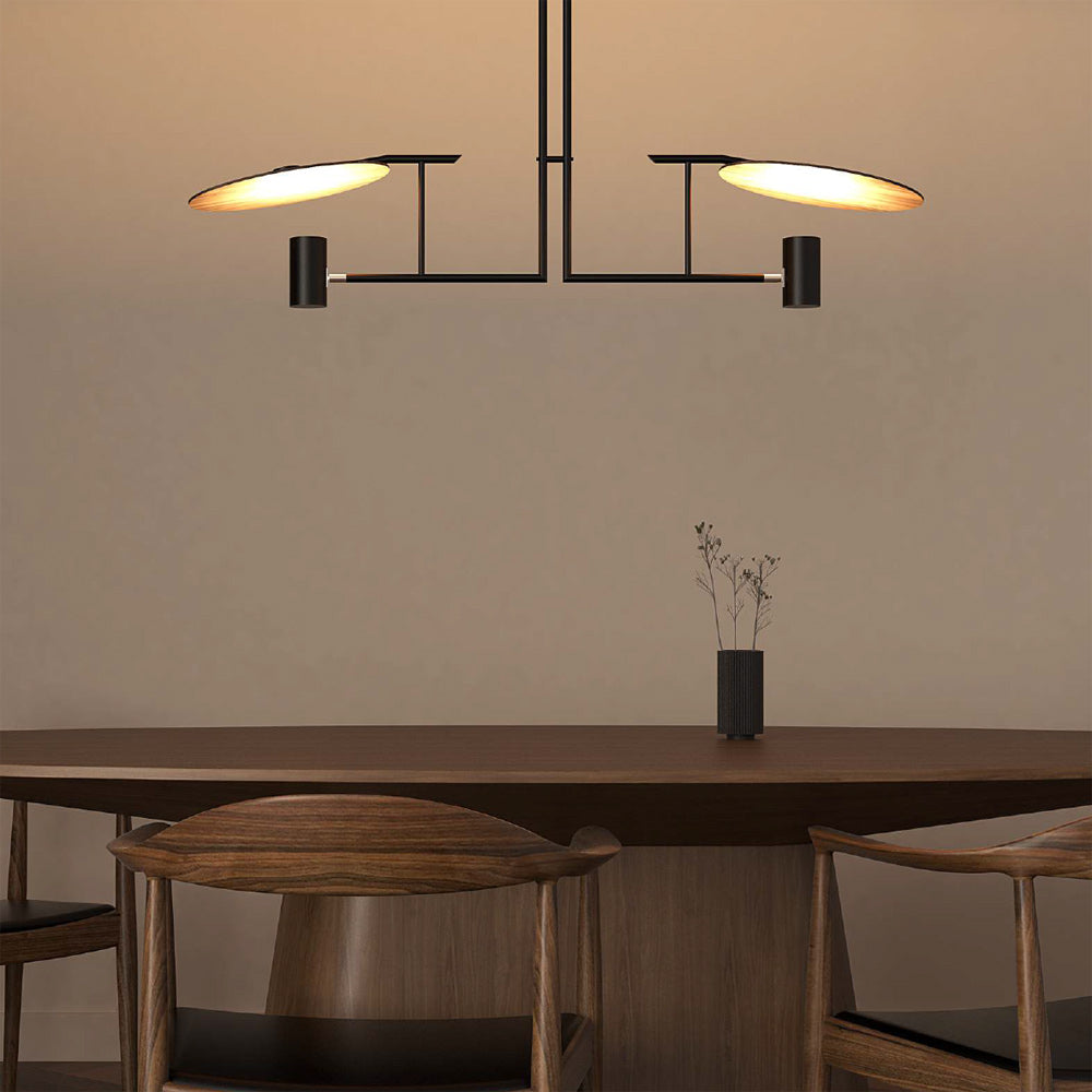 Warp Premium Elegance Linear Wooden Metal Chandelier - Lamp Copper