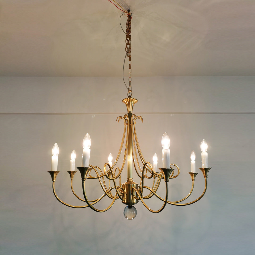 Braid Vintage Double Twist Brass Crystal Chandelier - Lamp Copper
