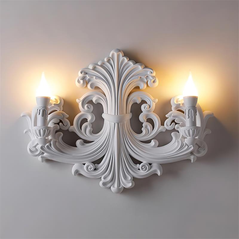 Wall Lamp Sculptural Plaster Candle Arms Uplighting Elegant - Letslighting