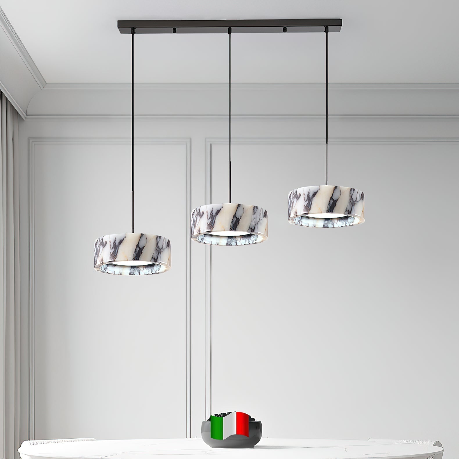 Glide Modern Minimalist Marble Metal Pendant Lamp - Lamp Copper