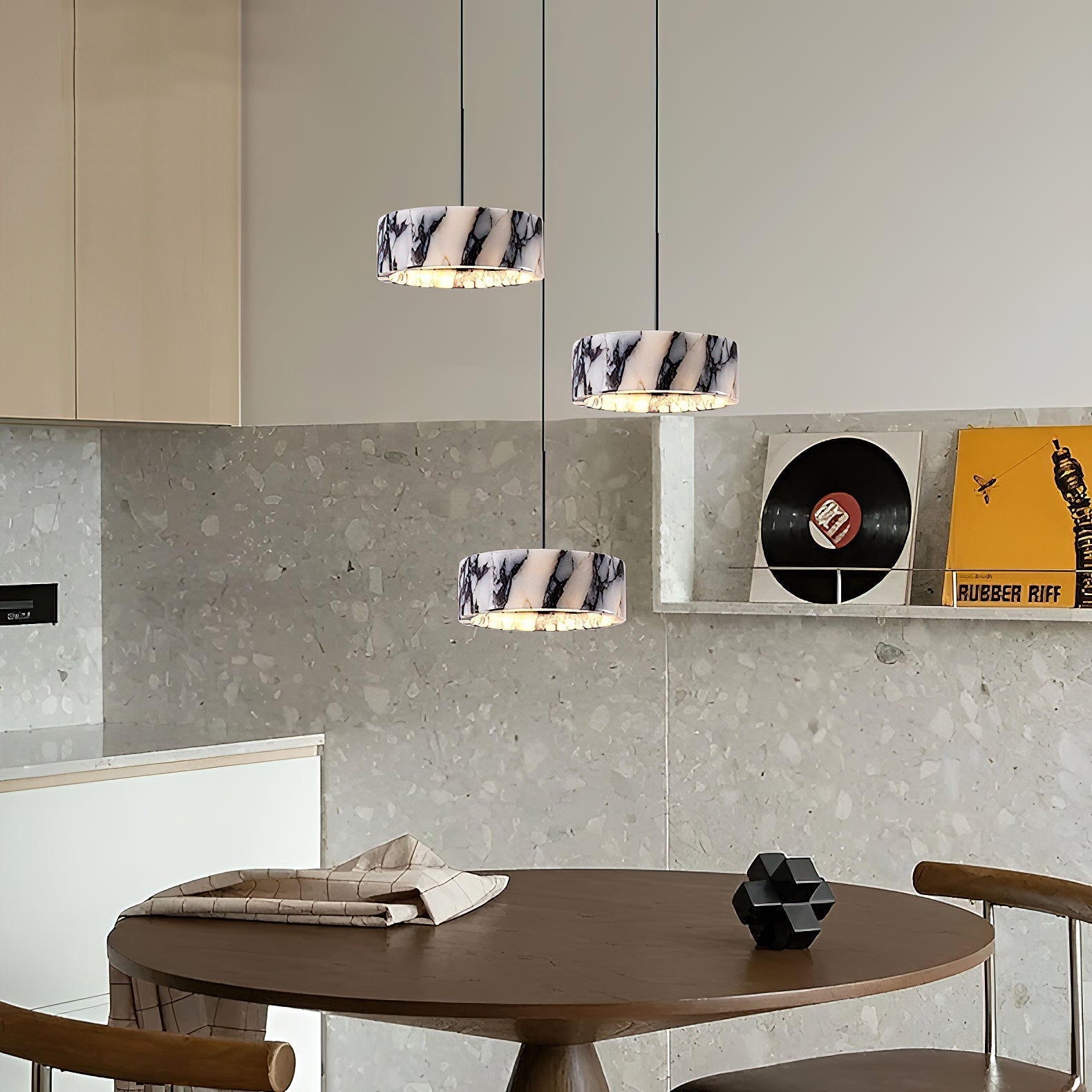 Glide Modern Minimalist Marble Metal Pendant Lamp - Lamp Copper
