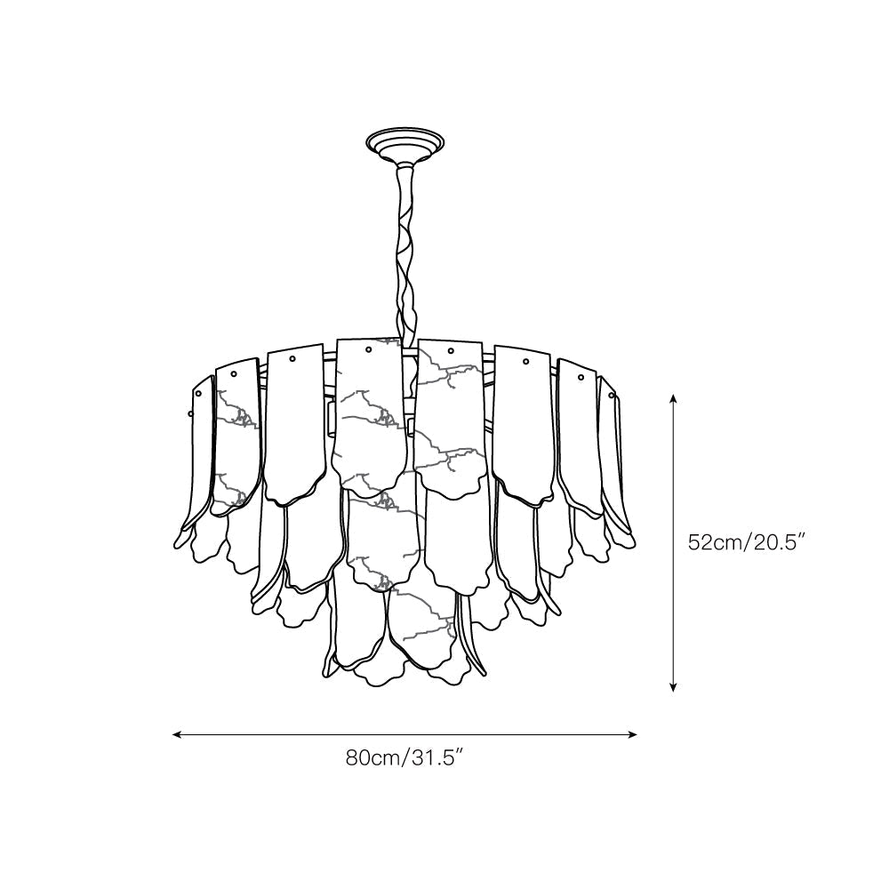Hue Postmodern Luxury Brass Alabaster Chandelier - Lamp Copper