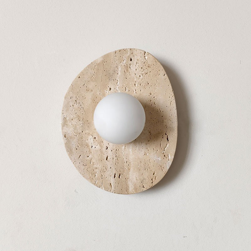 Kest Modern Minimalist Glass Travertine Wall Lamp - Lamp Copper