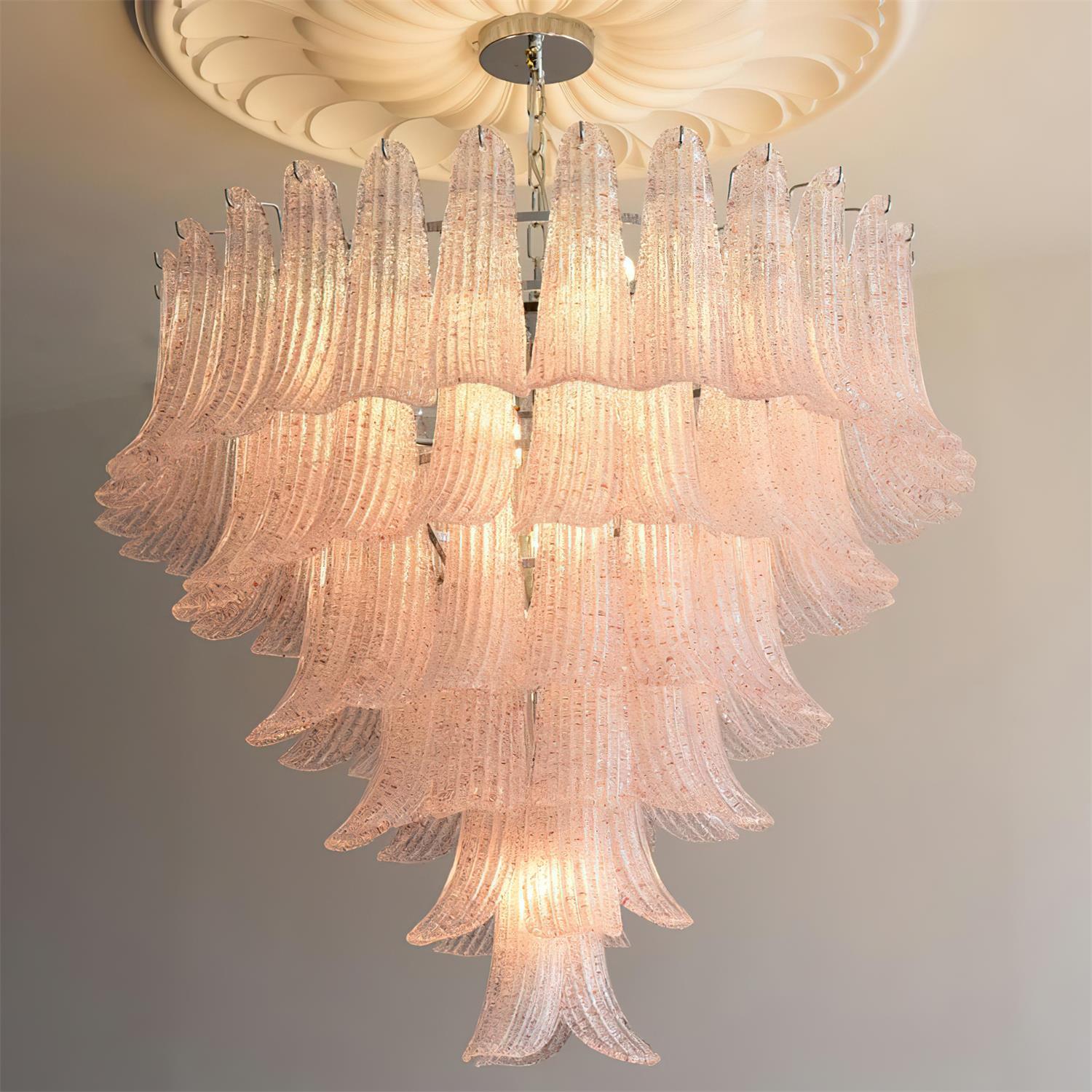 Elena Chandelier Hand-Shaped Glass Petals on Tiered Frame - Letslighting