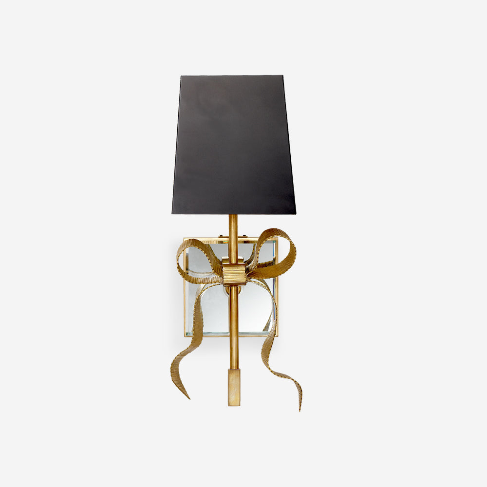 Ribelle Black Shade Wall Sconce with Gold Bow Accent - Letslighting
