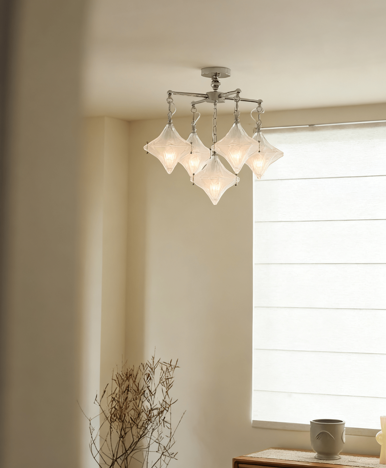 Elowen Prism Star Lustre Verre Givré Géométrique