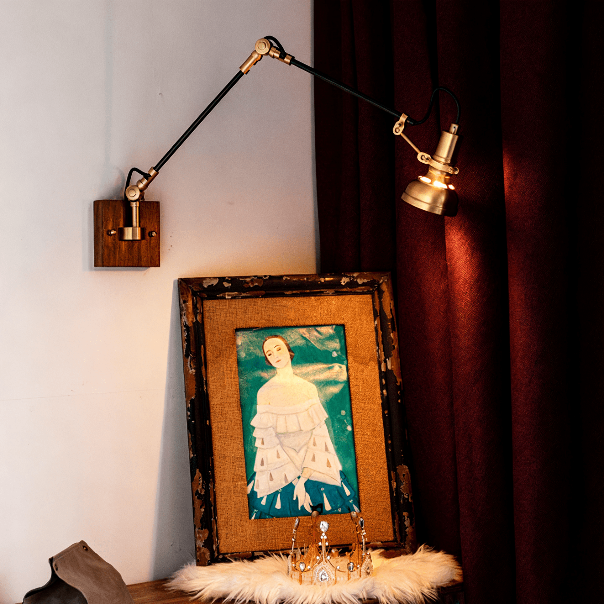 Elowen Moderne Minimaliste Métal Bois Applique Murale Lampe
