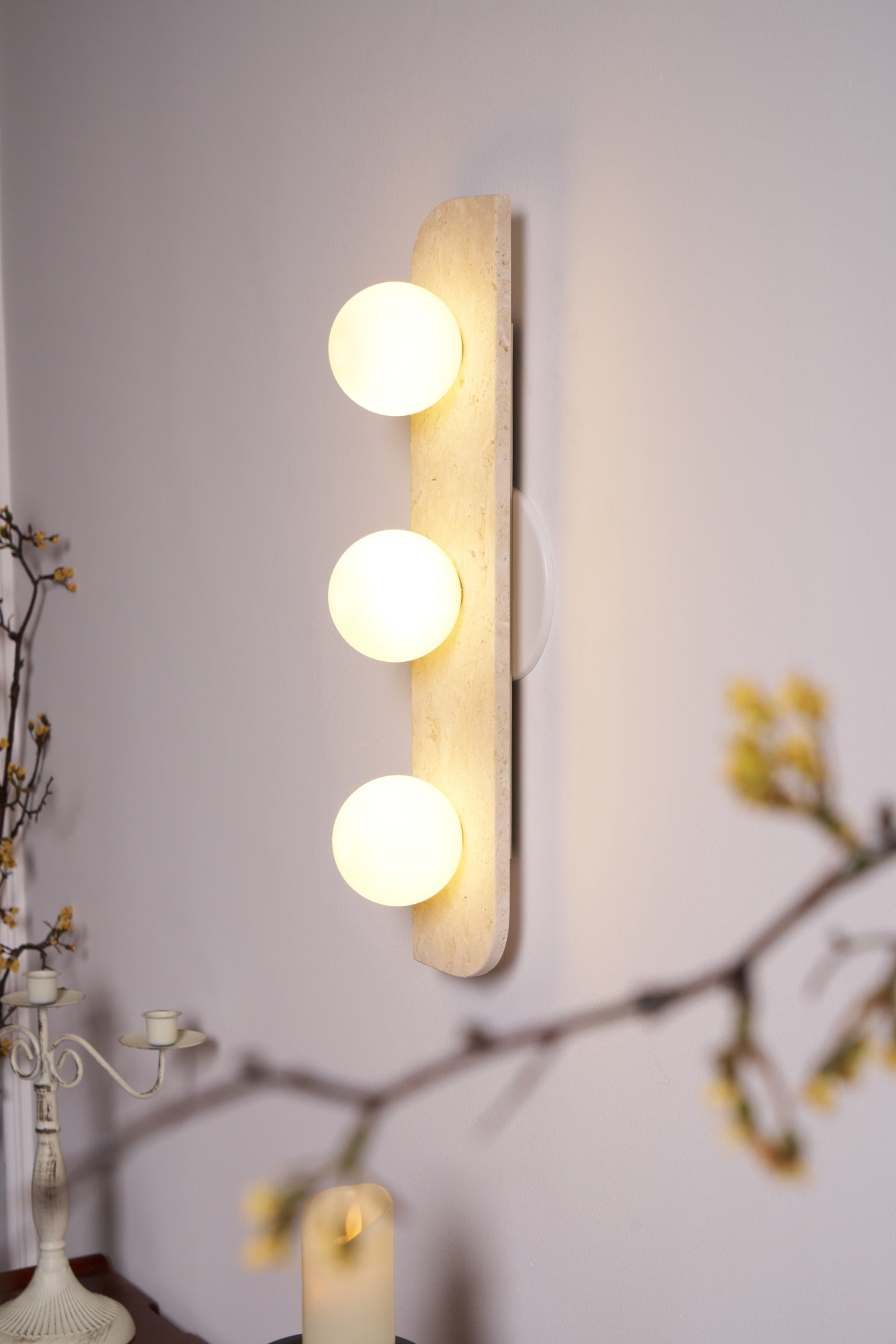 Alsilis Minimalist Travertine Wall Light - Letslighting