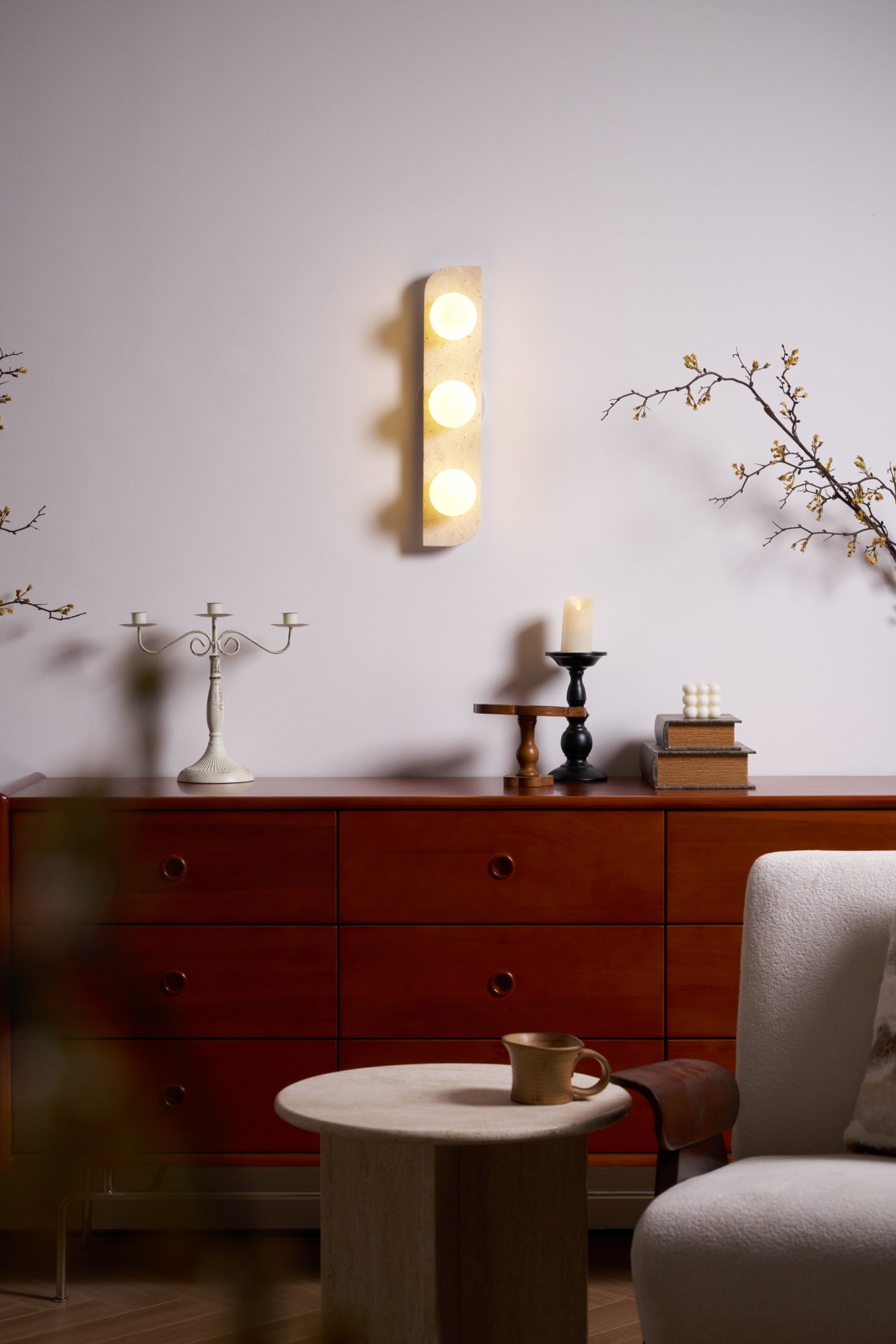 Alsilis Minimalist Travertine Wall Light - Letslighting