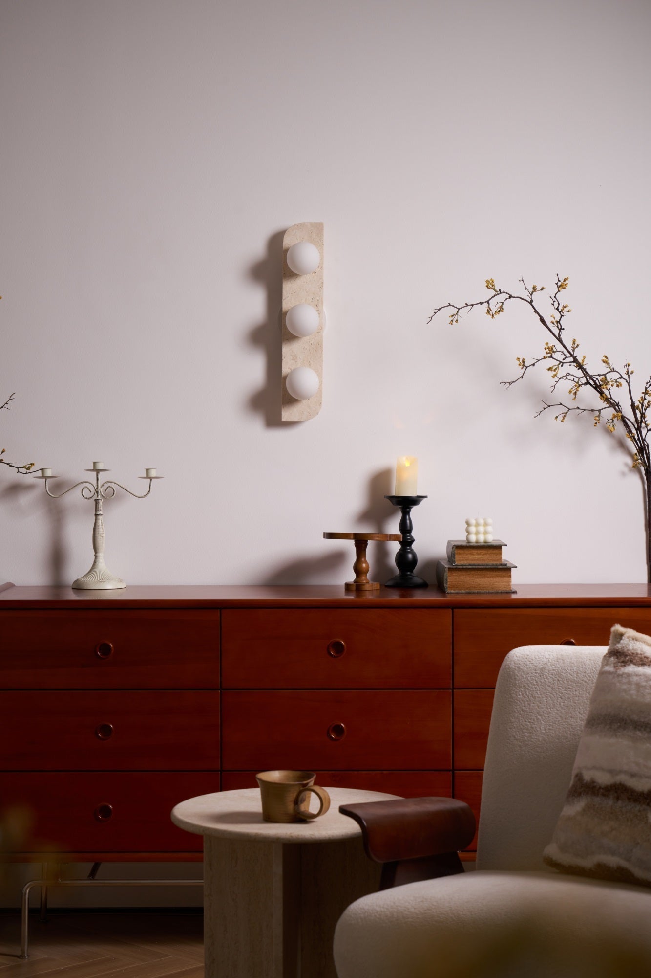 Alsilis Minimalist Travertine Wall Light - Letslighting