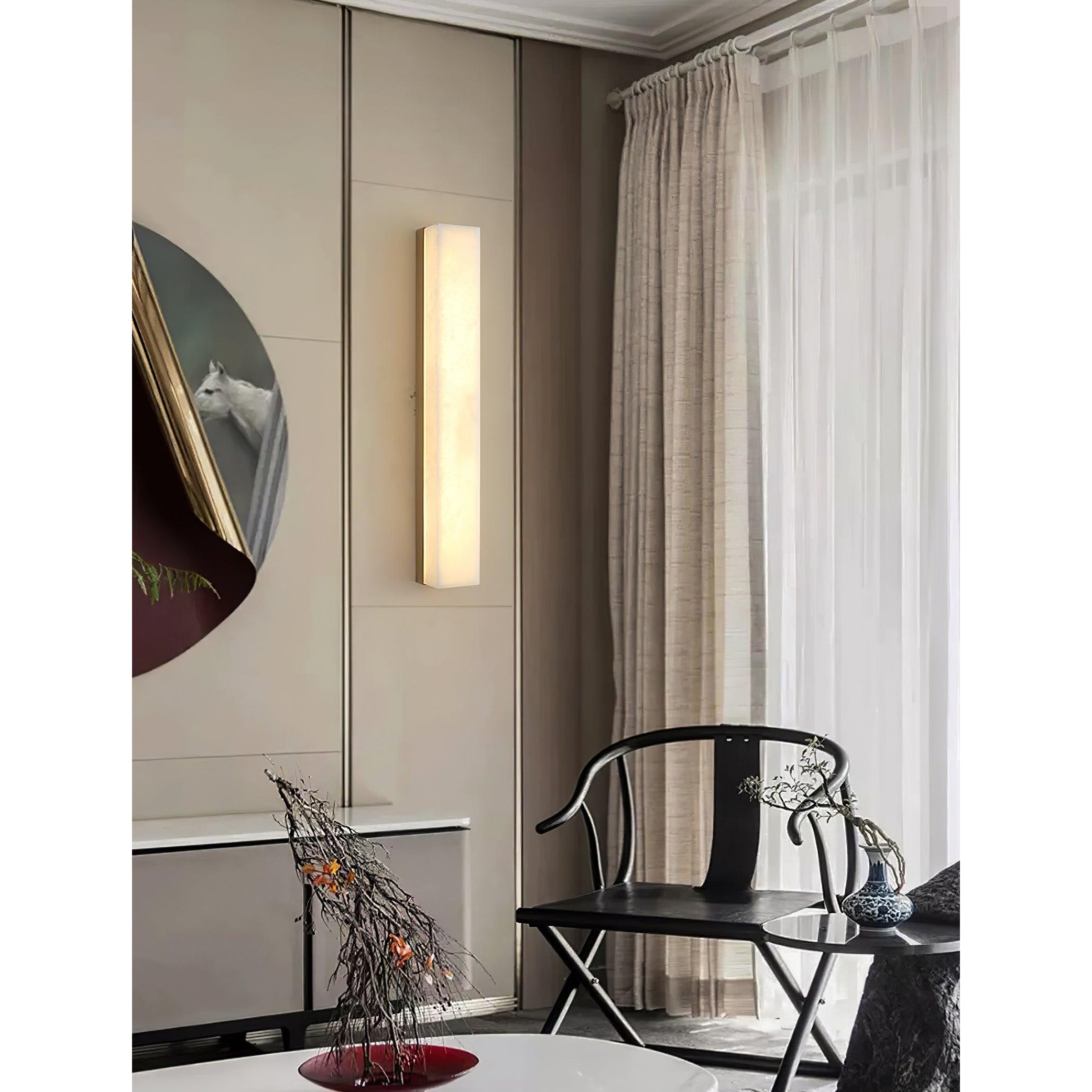 Quill Modern Minimalist Brass Alabaster Wall Lamp - Lamp Copper