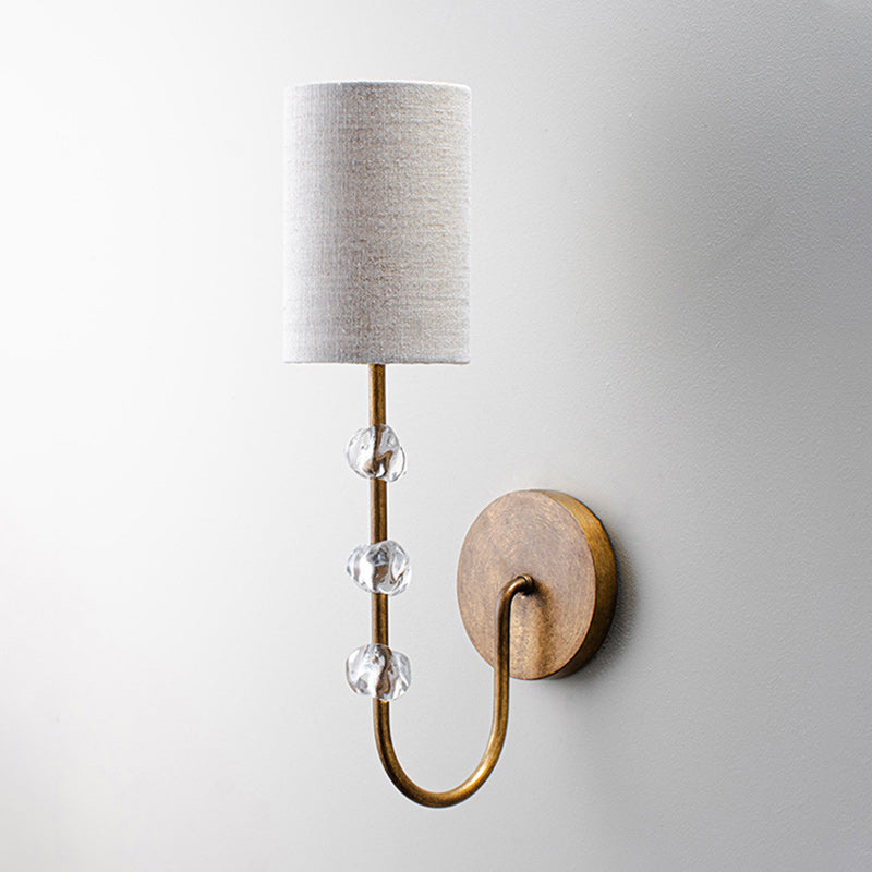 Rune Vintage Industrial Fabric Crystal Wall Lamp - Lamp Copper