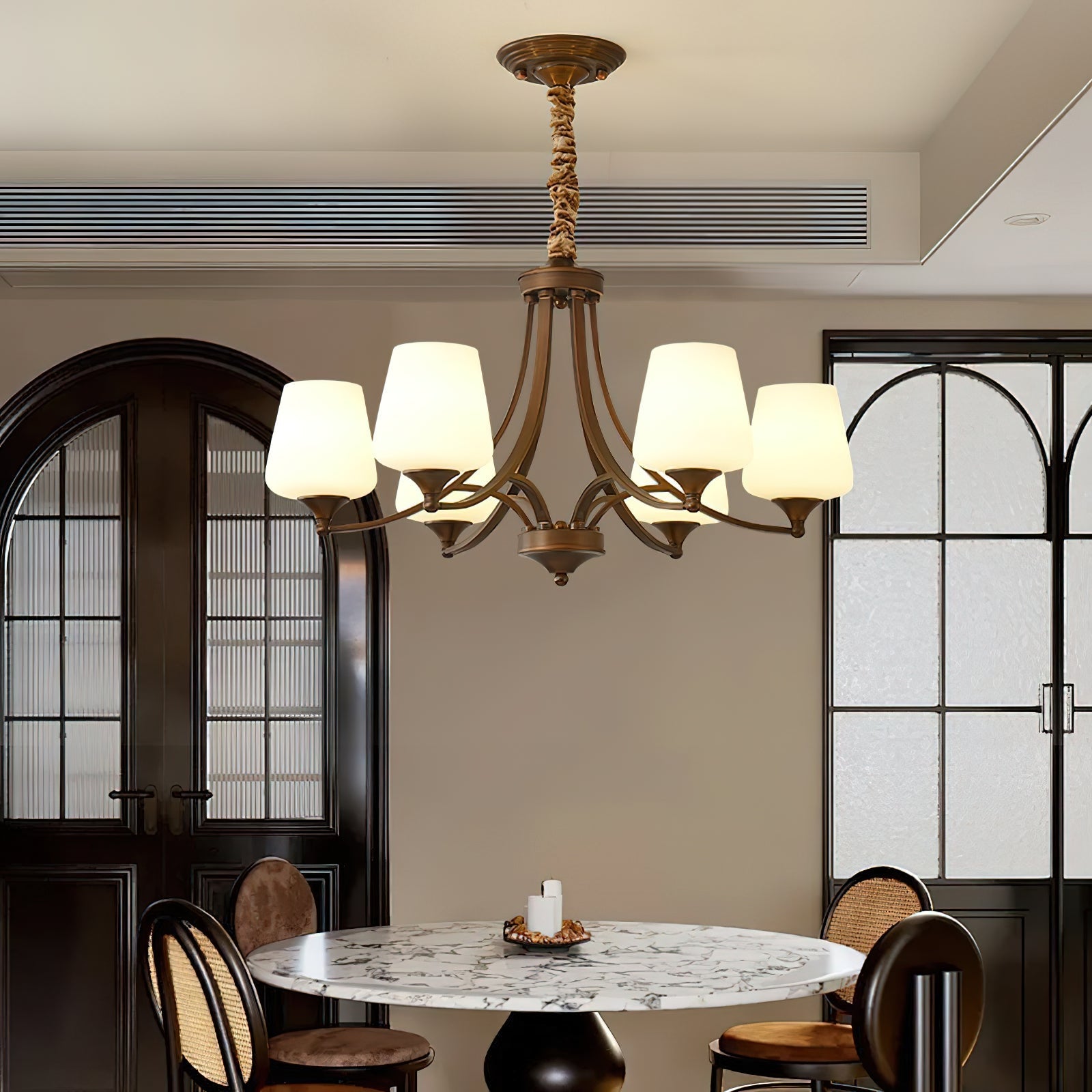 Ulrinara Postmodern Luxury Brass Glass Chandelier - Lamp Copper