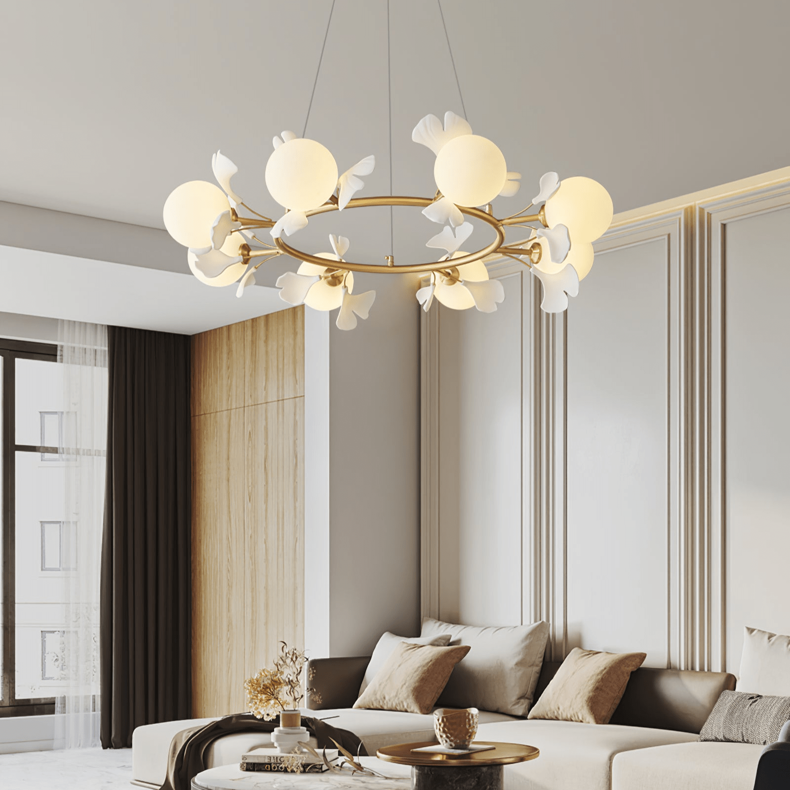 Evenielis Floral Brass Chandelier - Blowlighting