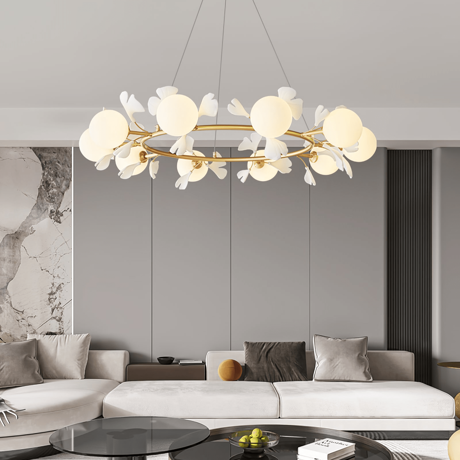 Evenielis Floral Brass Chandelier - Blowlighting