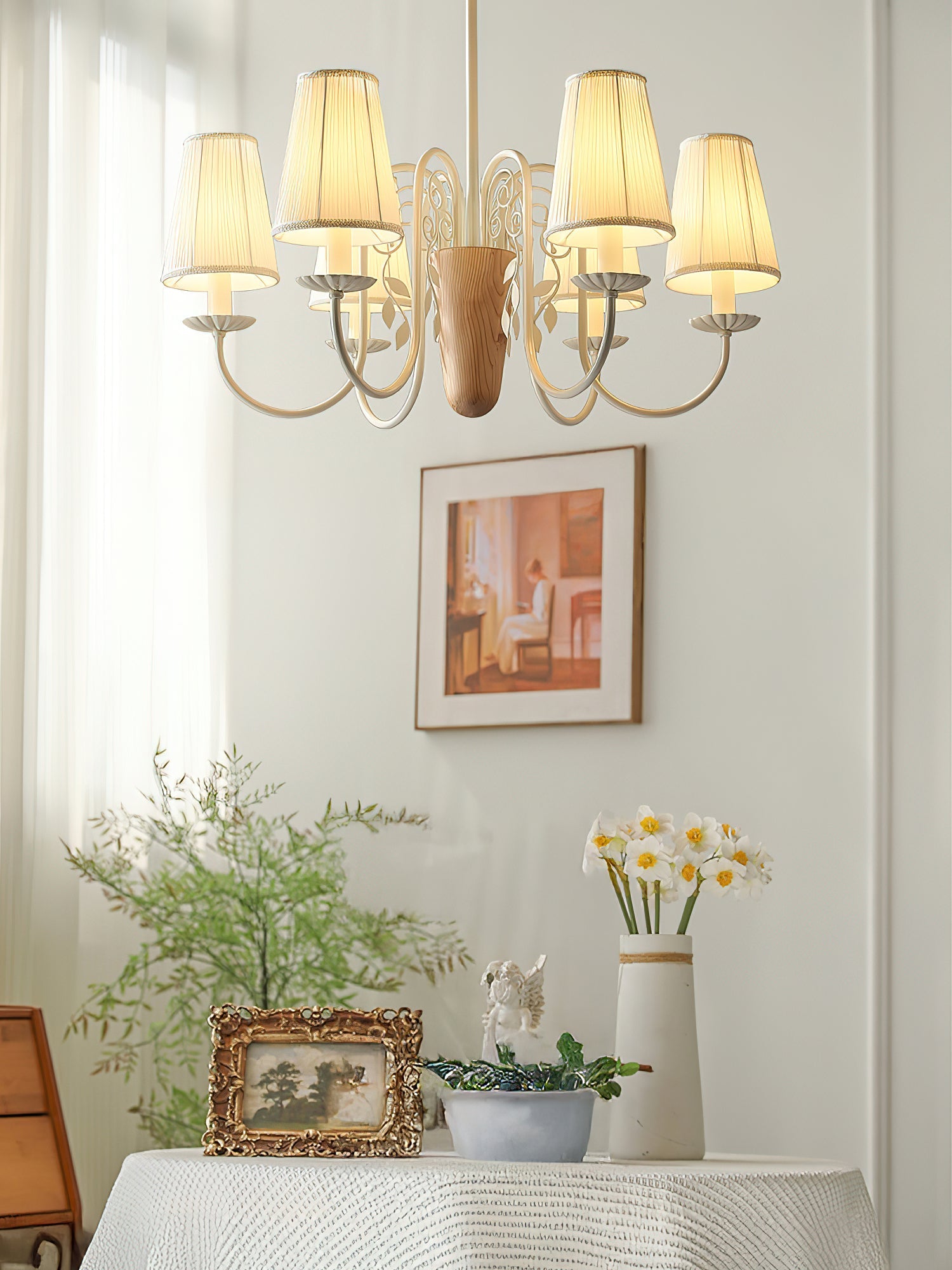 Evelora Art de luxe Métal Tissu Lustre