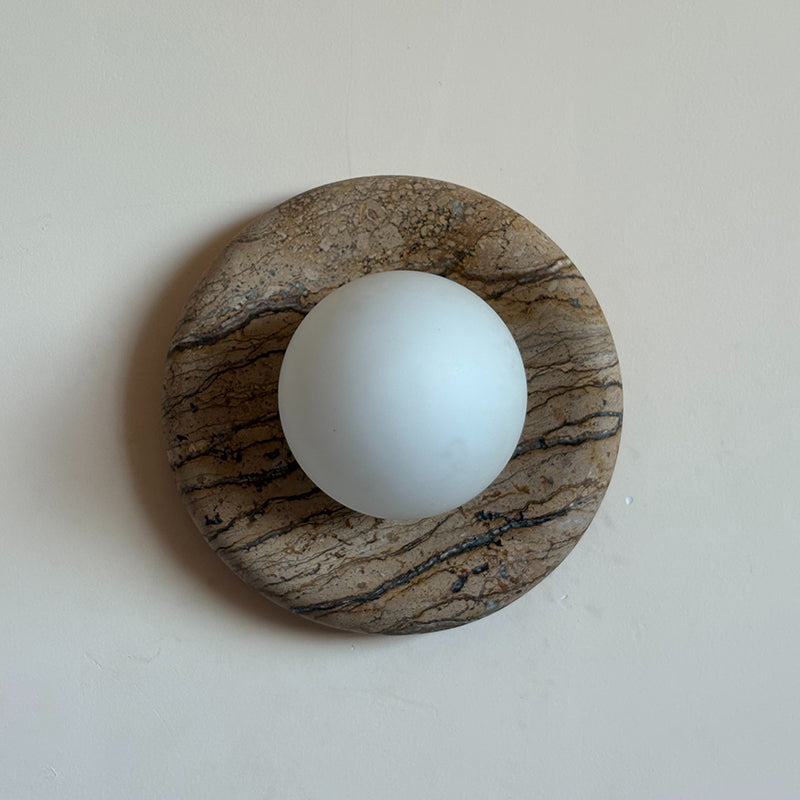 Alsorarae Modern Minimalist Beige Glass Marble Sconce Wall Lamp - Lamp Copper