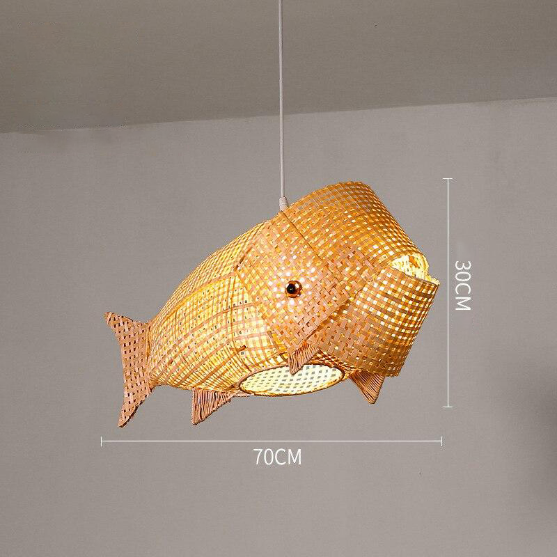 Ritta Luminaires Suspension Poisson Simple Métal/Rotin, Salon