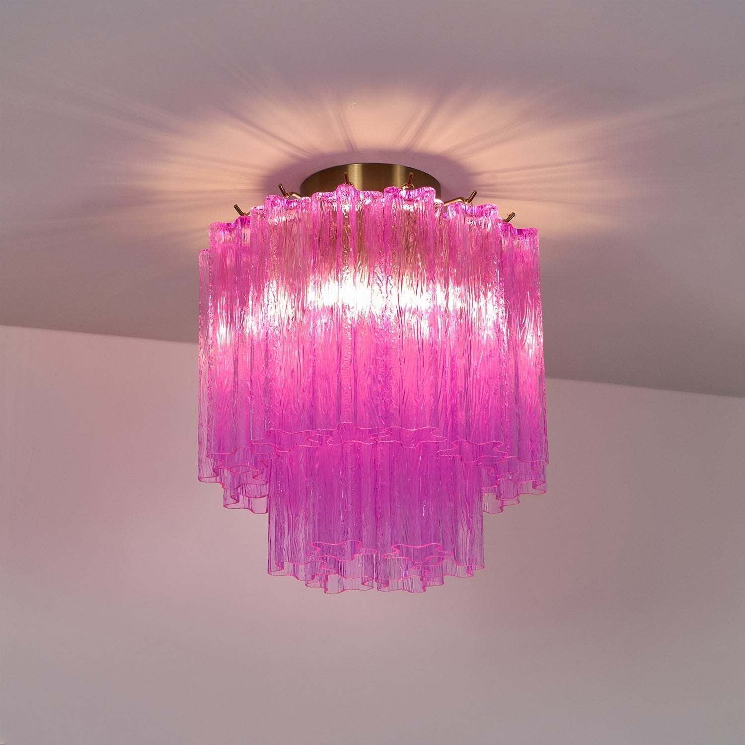 Aurora Ceiling Lamp Purple Murano Glass Tiered Flush Mount - Letslighting