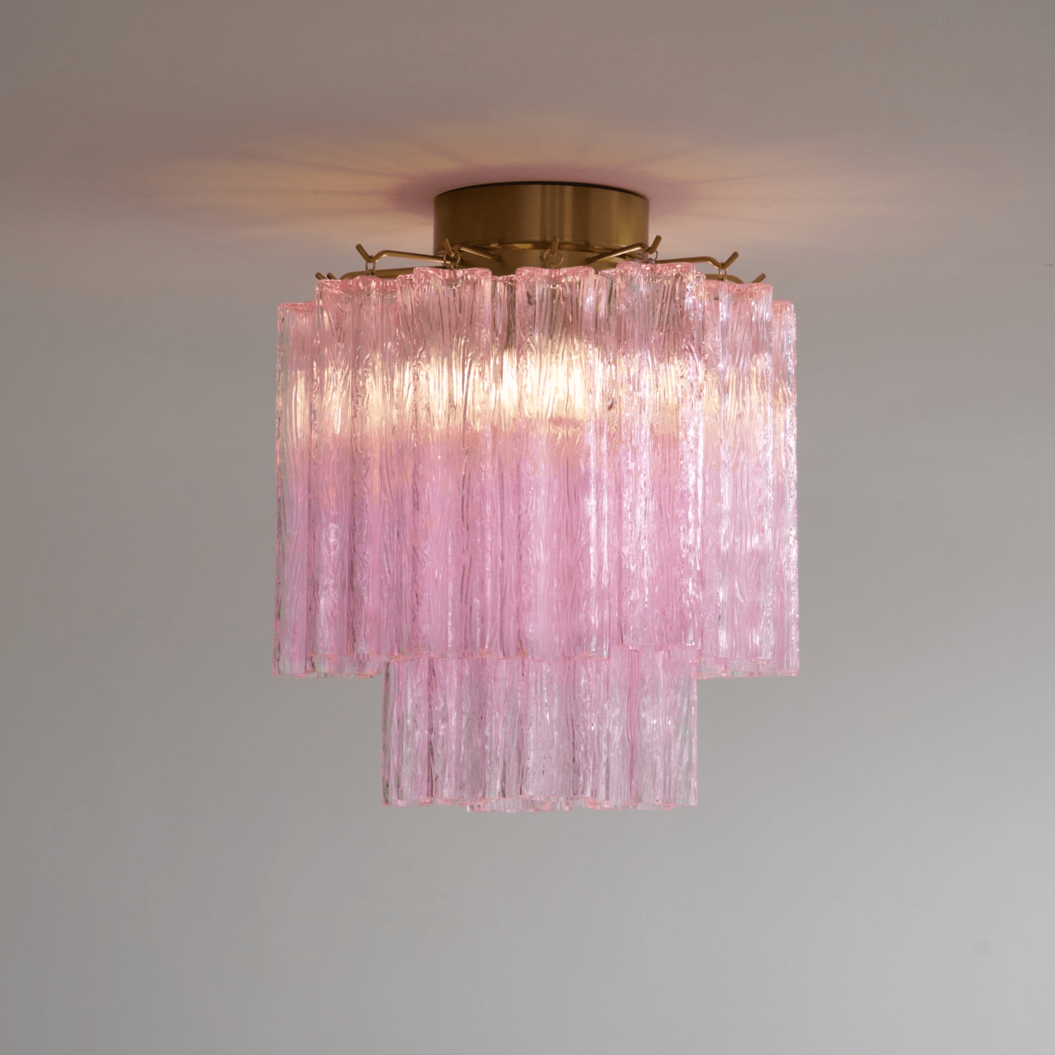 Aurora Ceiling Lamp Pink Murano Glass Tiered Modern Flush - Letslighting