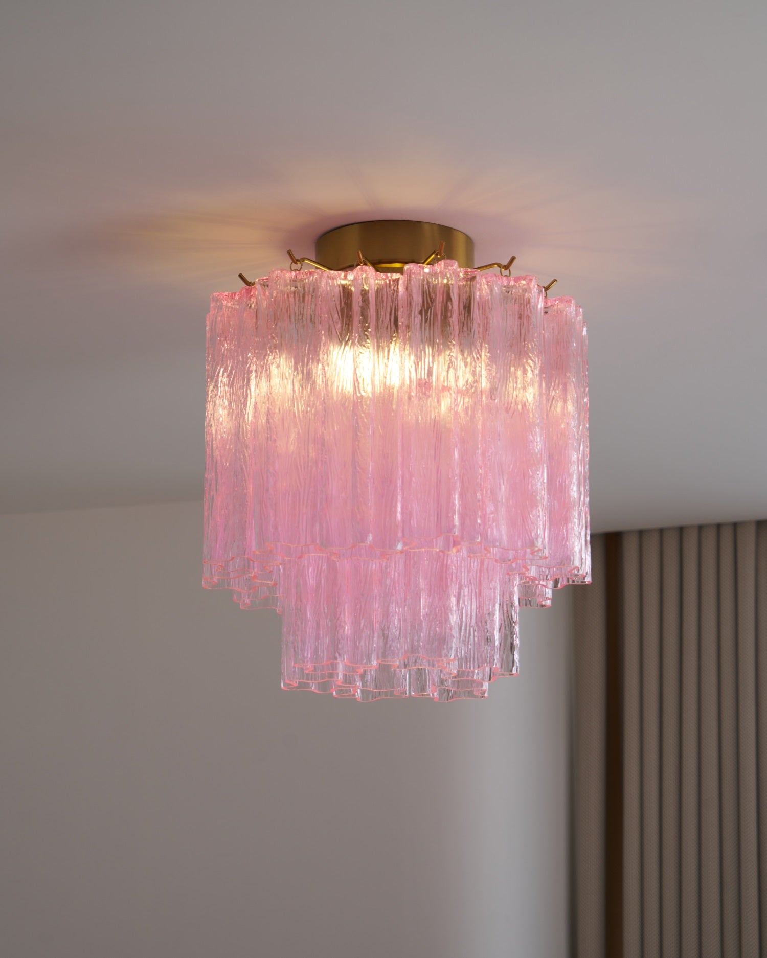 Aurora Ceiling Lamp Pink Murano Glass Tiered Modern Flush - Letslighting