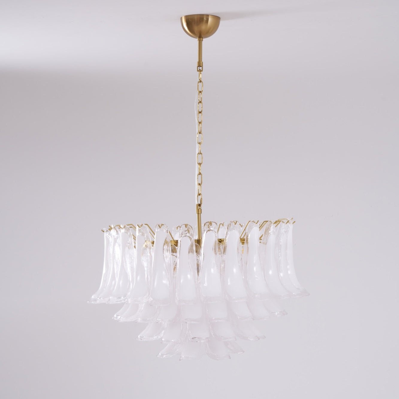 Aurora Chandelier Pink Glass Leaf Layered Floral Glamour - Letslighting