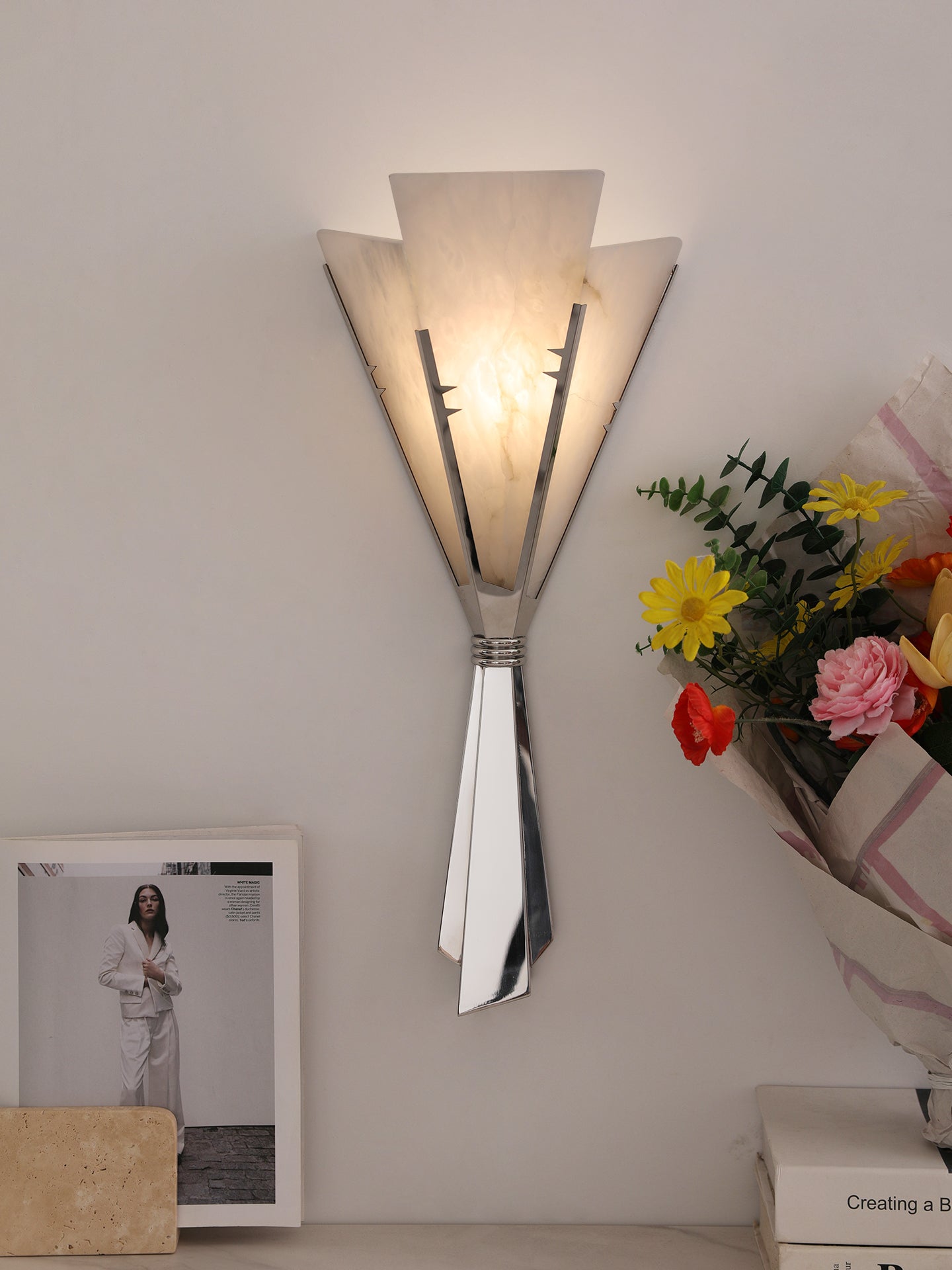 Florent Applique Murale en Albâtre avec Ventilateur