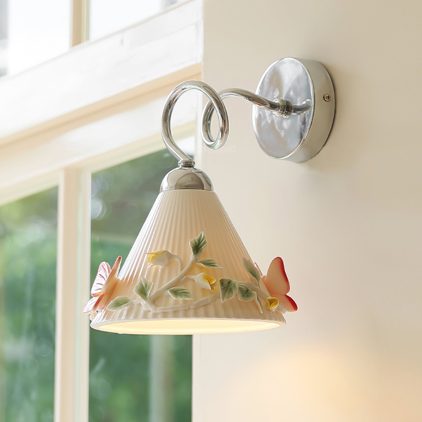 Florynna Wall Lamp Pleated Floral Butterfly - Letslighting
