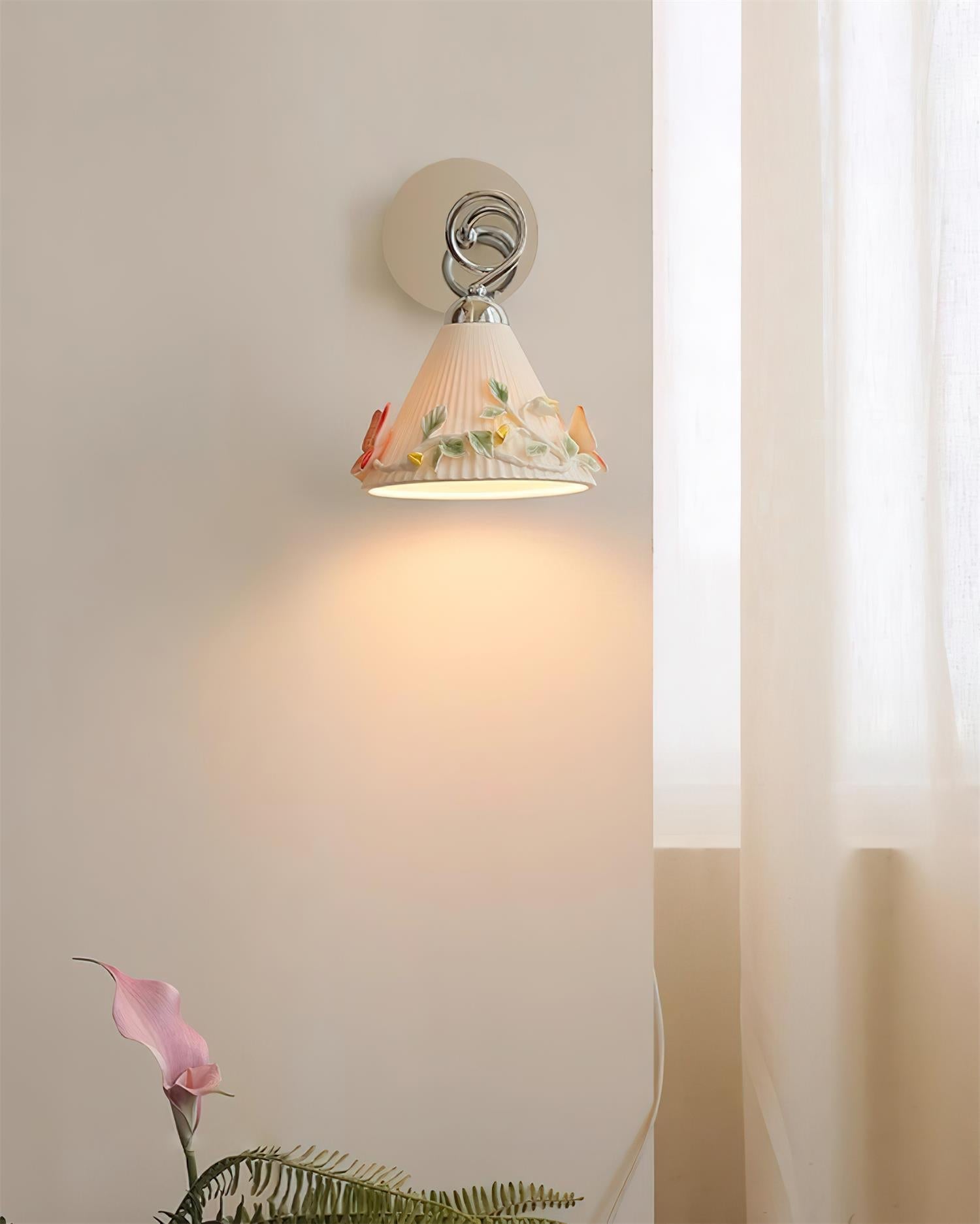 Florynna Wall Lamp Pleated Floral Butterfly - Letslighting