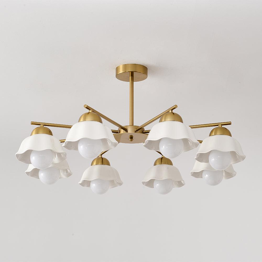 Zasila Nordic Art Flower Shade Metal Ceramics Chandelier - Blowlighting