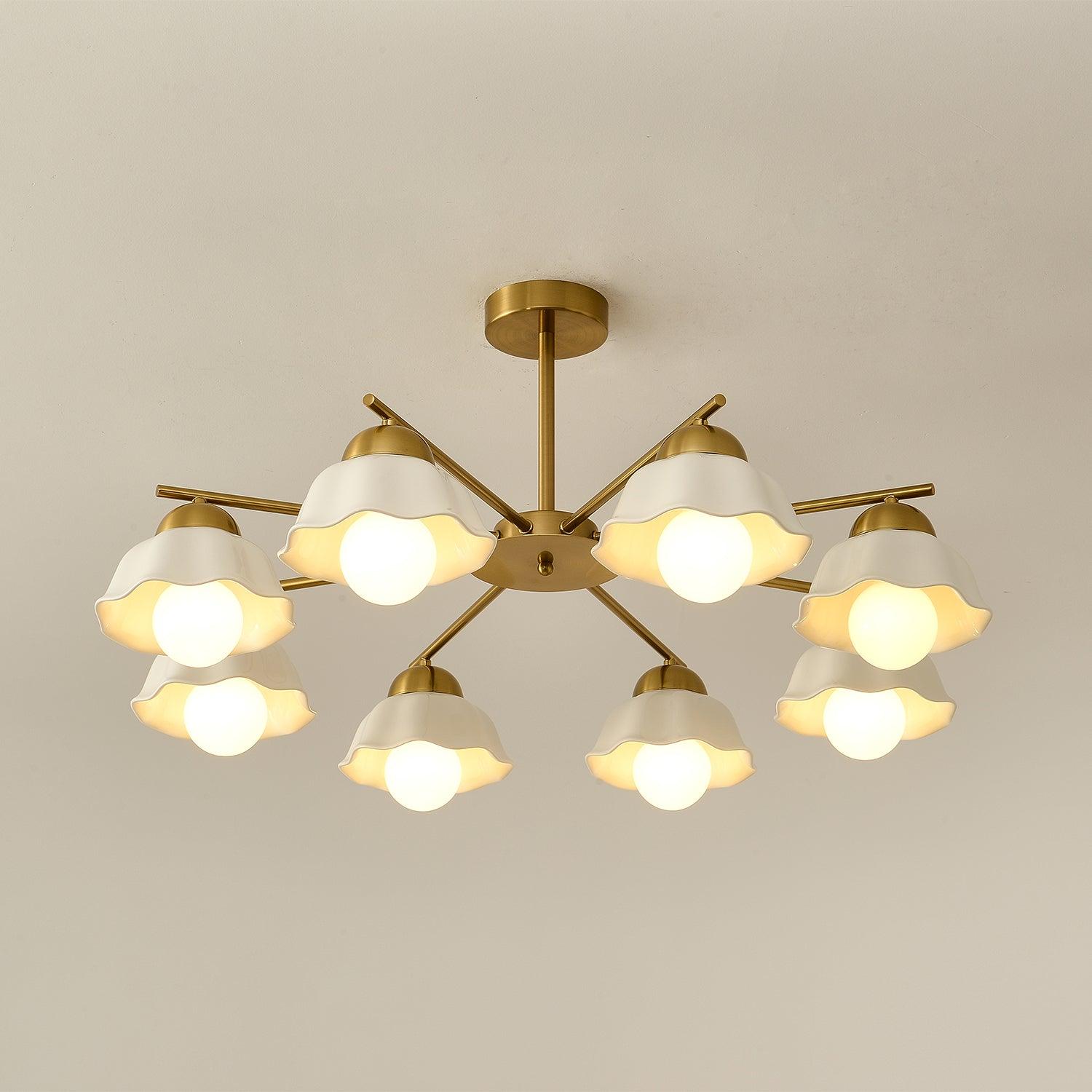 Zasila Nordic Art Flower Shade Metal Ceramics Chandelier - Blowlighting