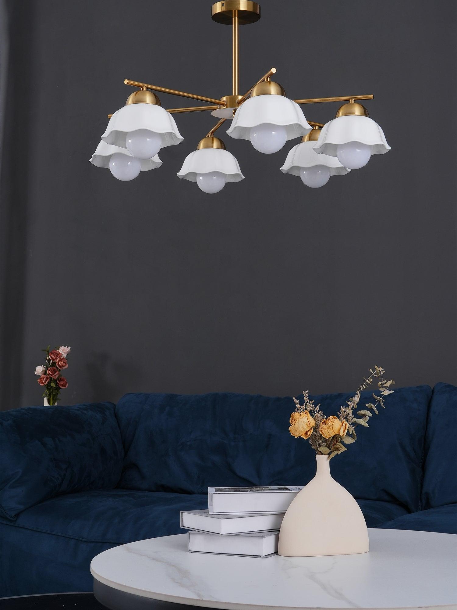Zasila Nordic Art Flower Shade Metal Ceramics Chandelier - Blowlighting