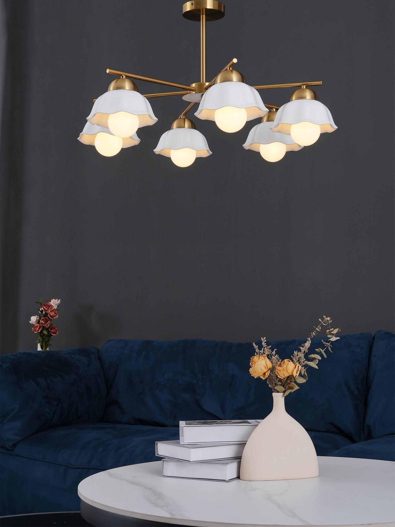 Zasila Nordic Art Flower Shade Metal Ceramics Chandelier - Blowlighting