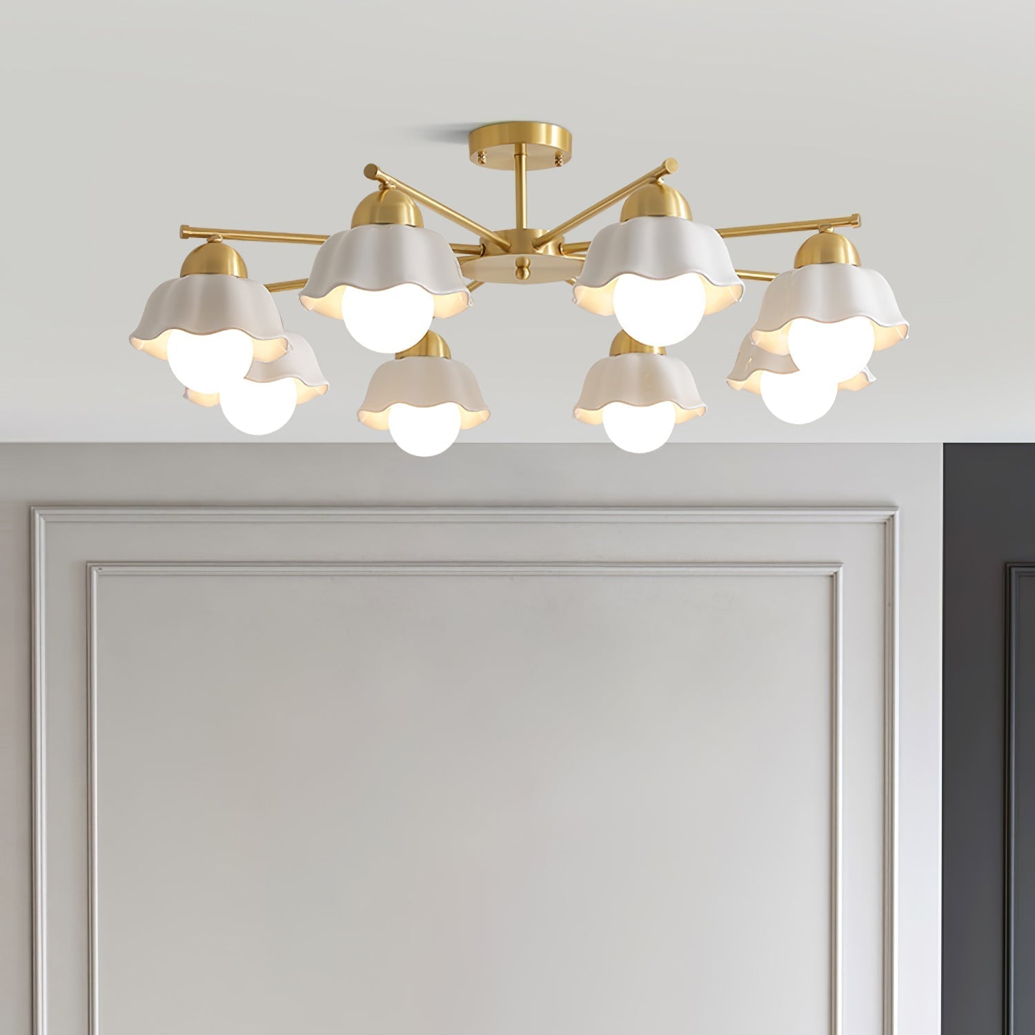 Zasila Nordic Art Flower Shade Metal Ceramics Chandelier - Blowlighting