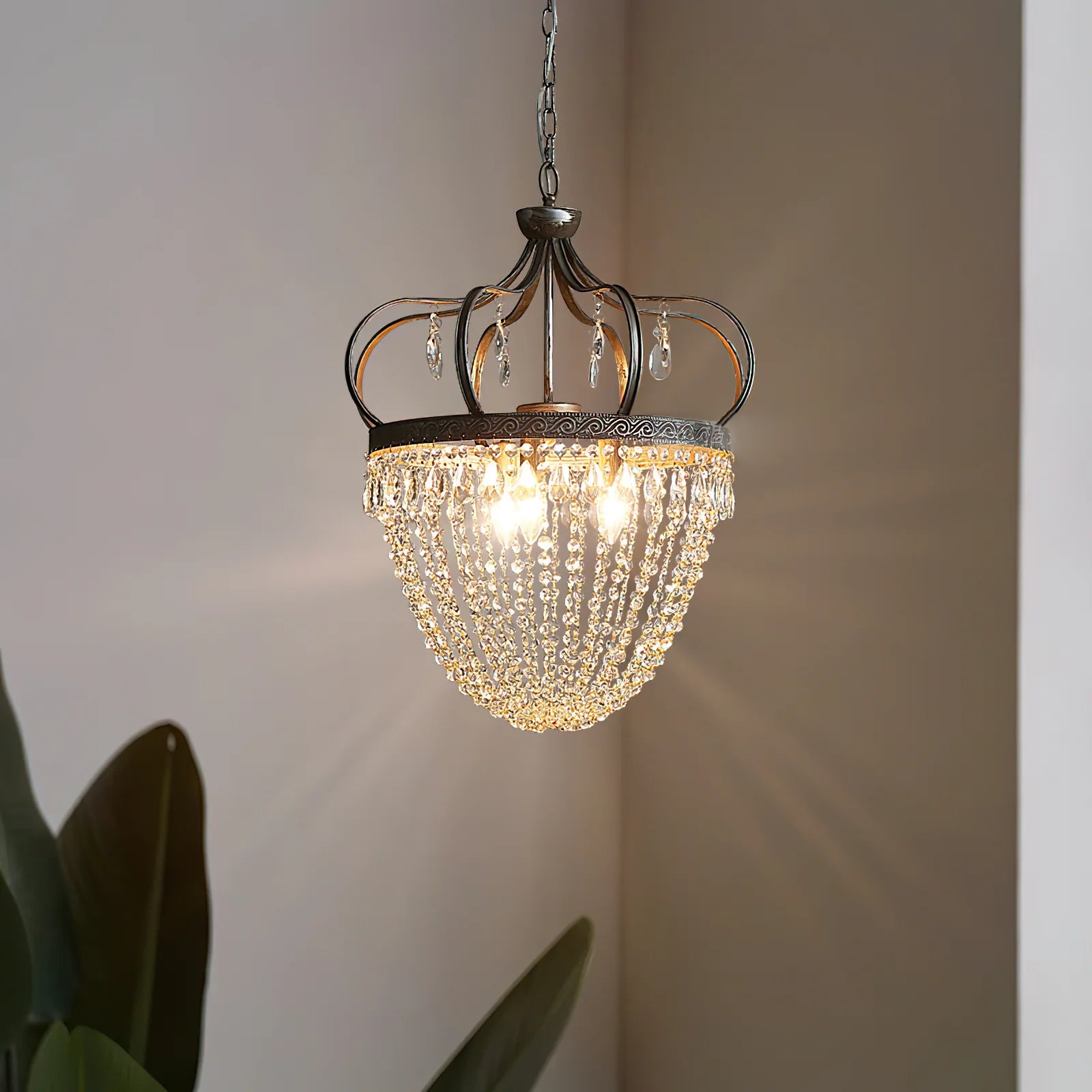 Kristy Nordic Crystal Metal Silver Gold Pendant Light Dining Room Bedroom