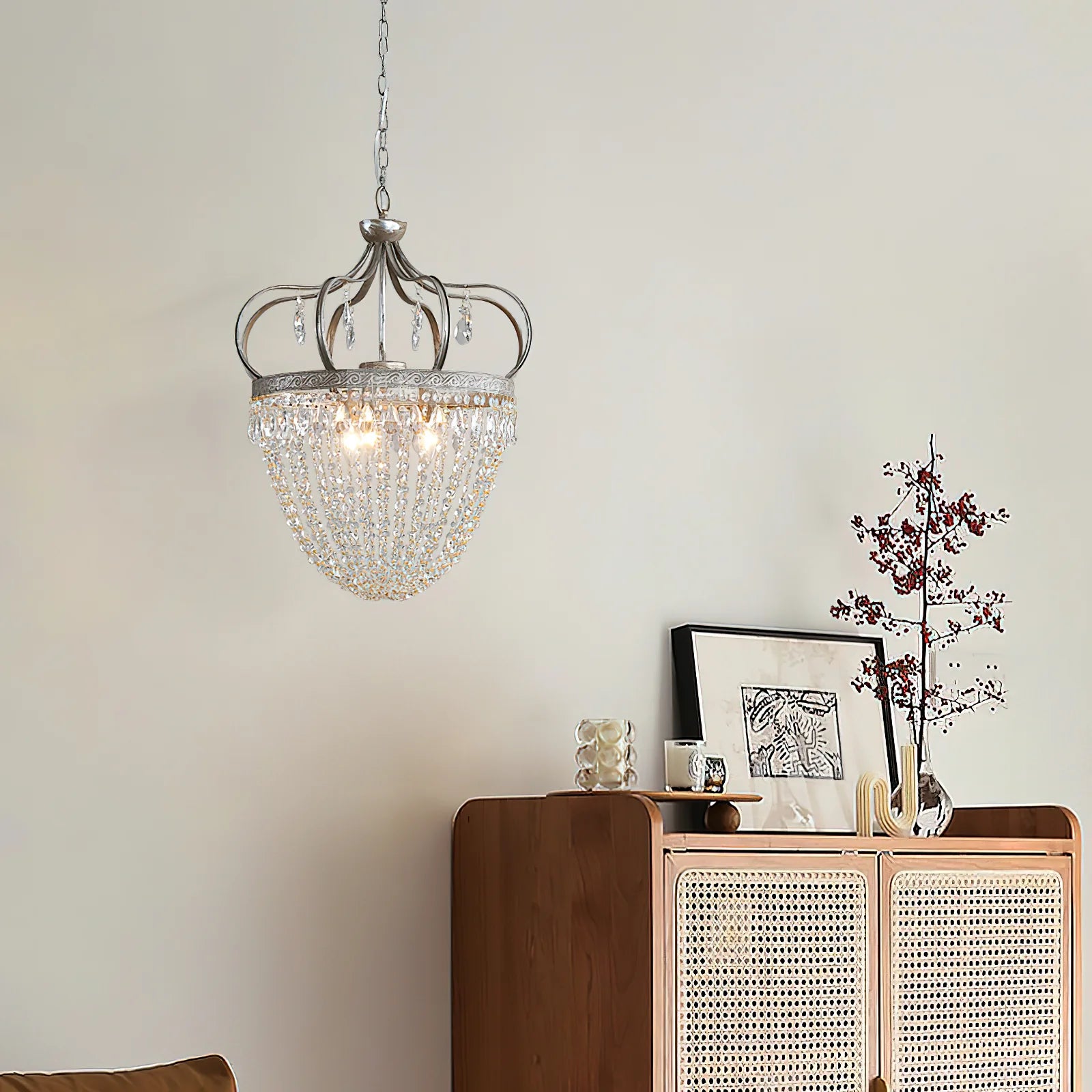 Kristy Nordic Crystal Metal Silver Gold Pendant Light Dining Room Bedroom