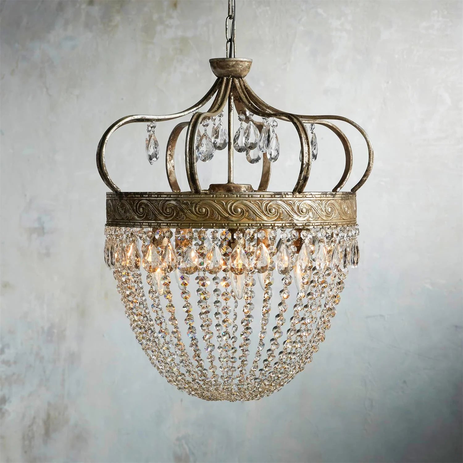 Kristy Nordic Crystal Metal Silver Gold Pendant Light Dining Room Bedroom