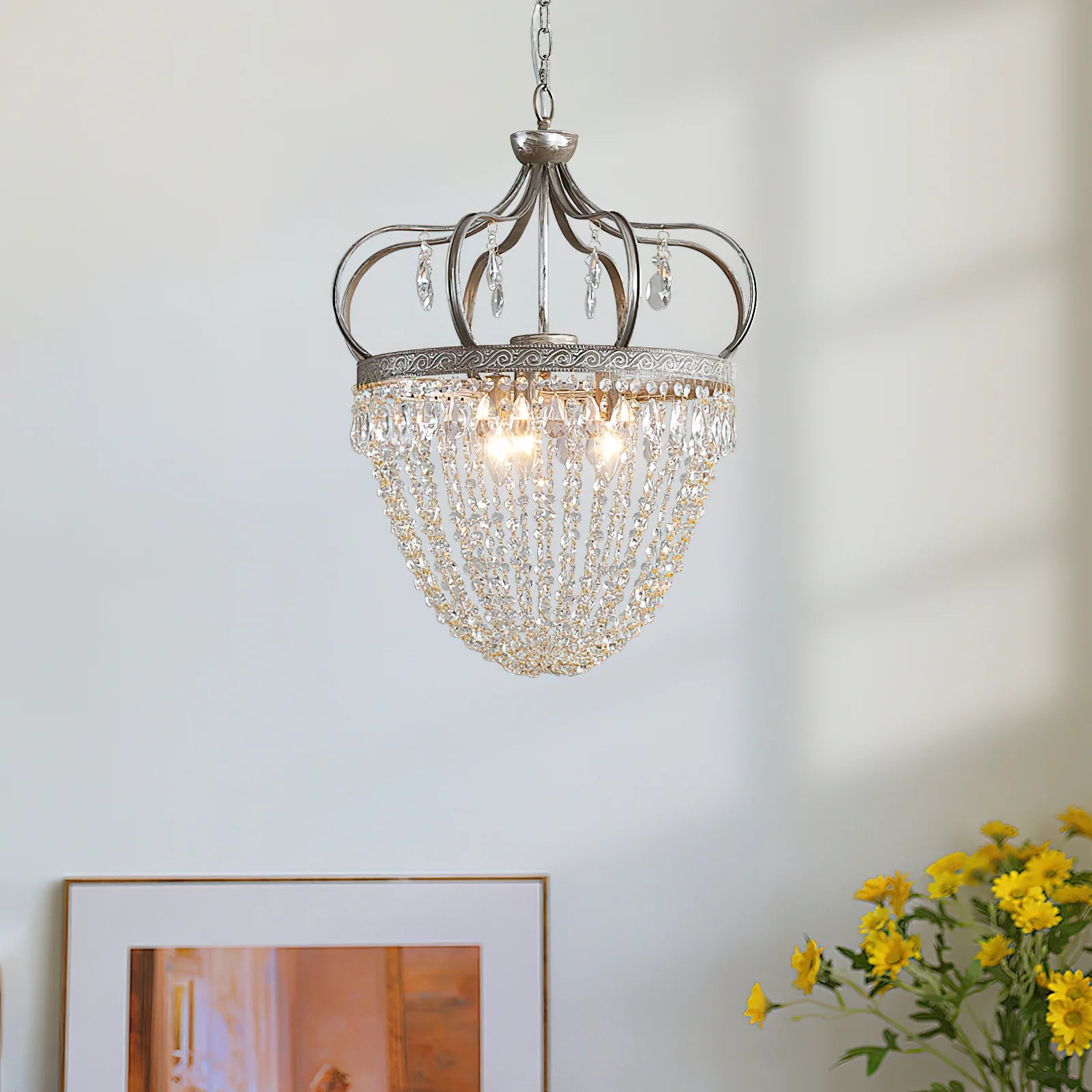Kristy Nordic Crystal Metal Silver Gold Pendant Light Dining Room Bedroom