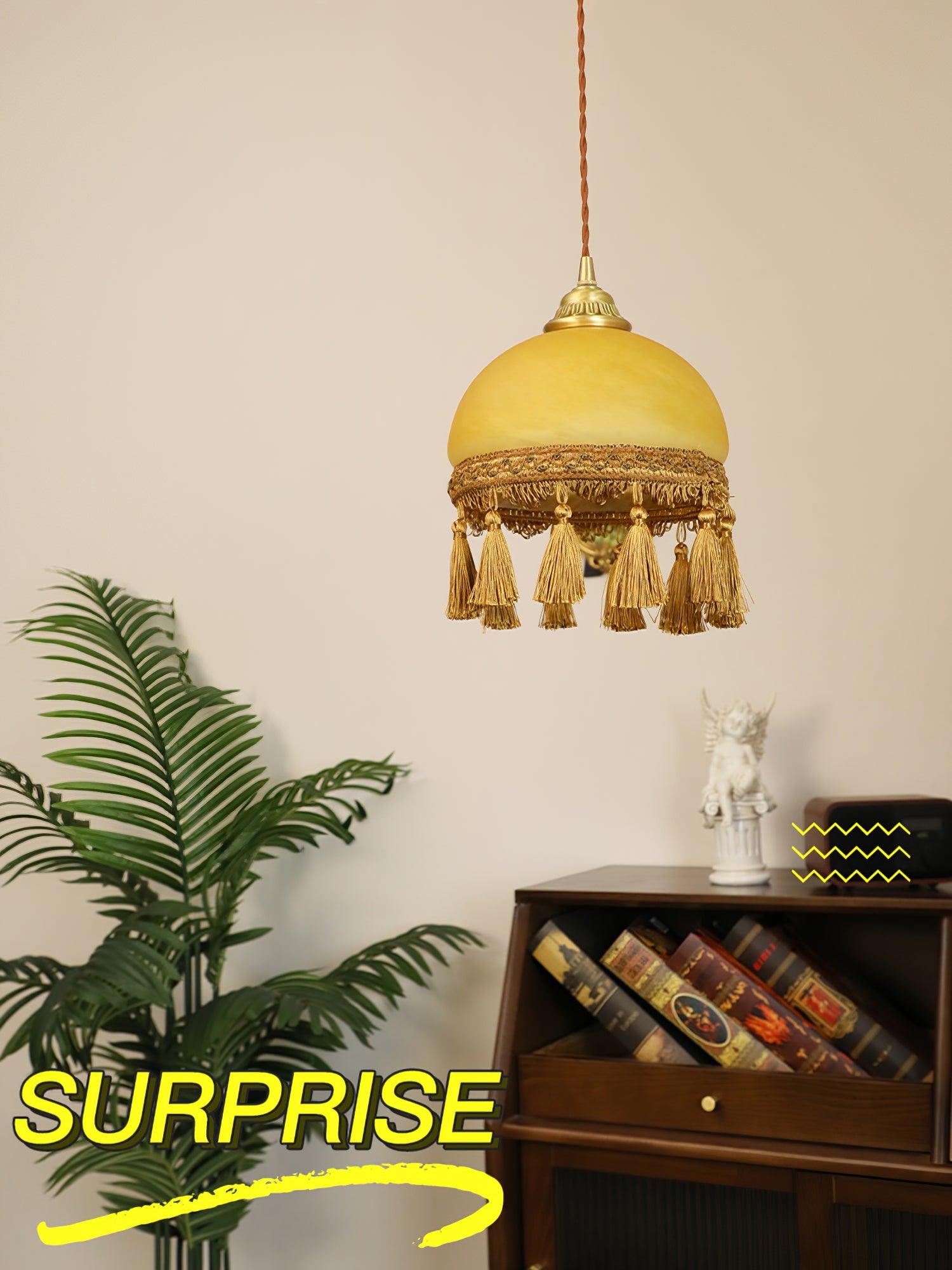 French Tassels Brass Pendant Swag Light - Blowlighting