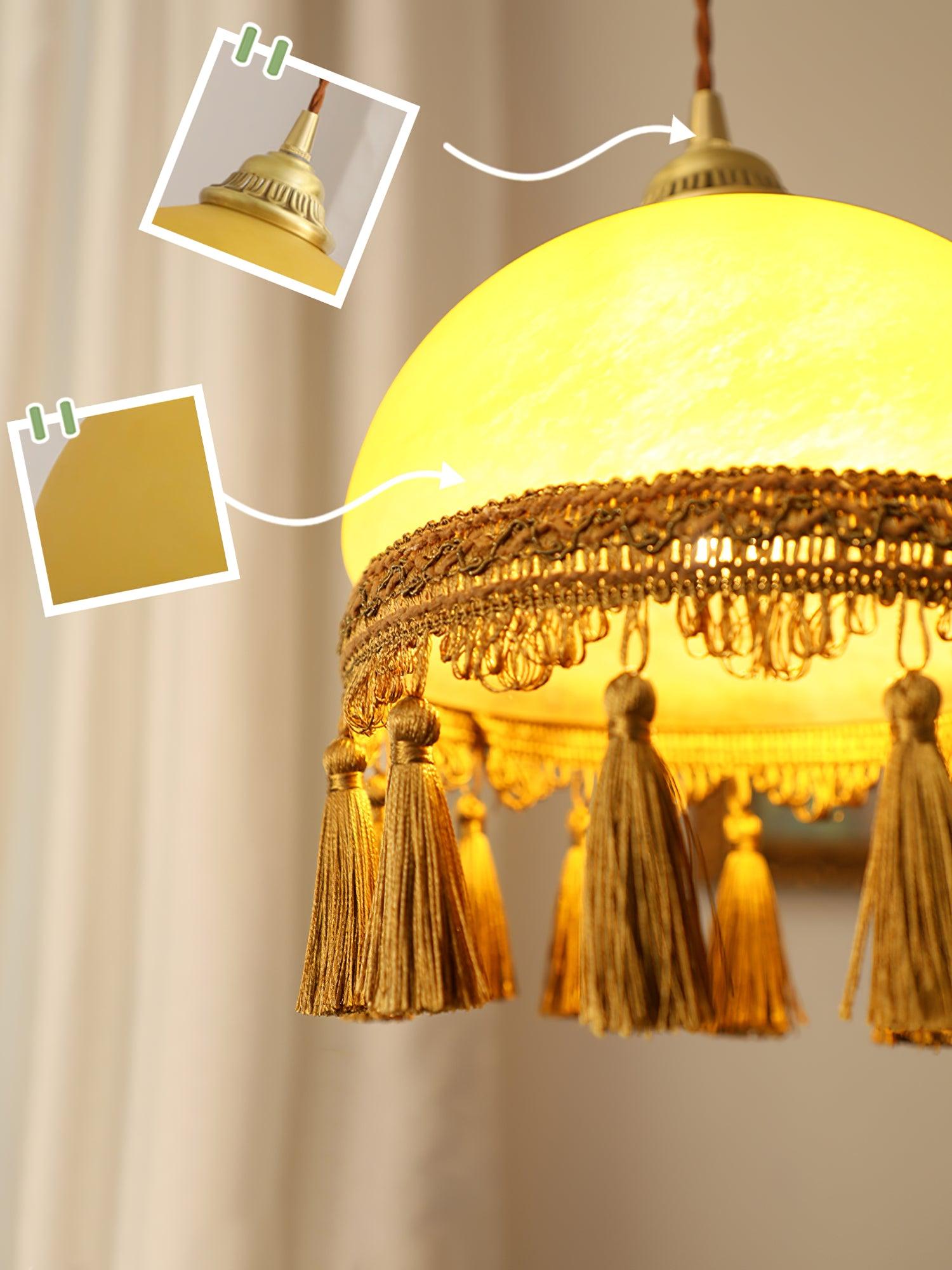 French Tassels Brass Pendant Swag Light - Blowlighting