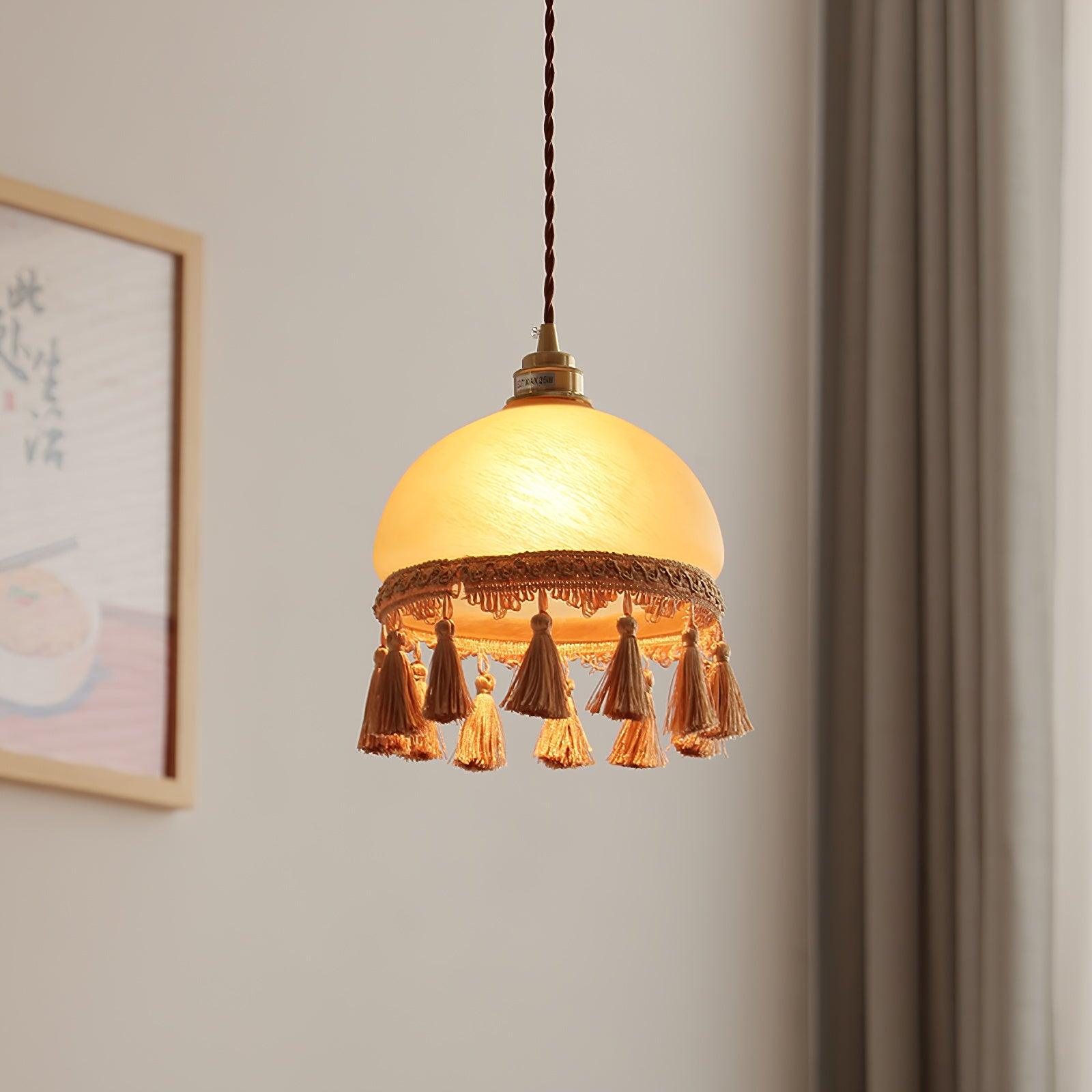French Tassels Brass Pendant Swag Light - Blowlighting