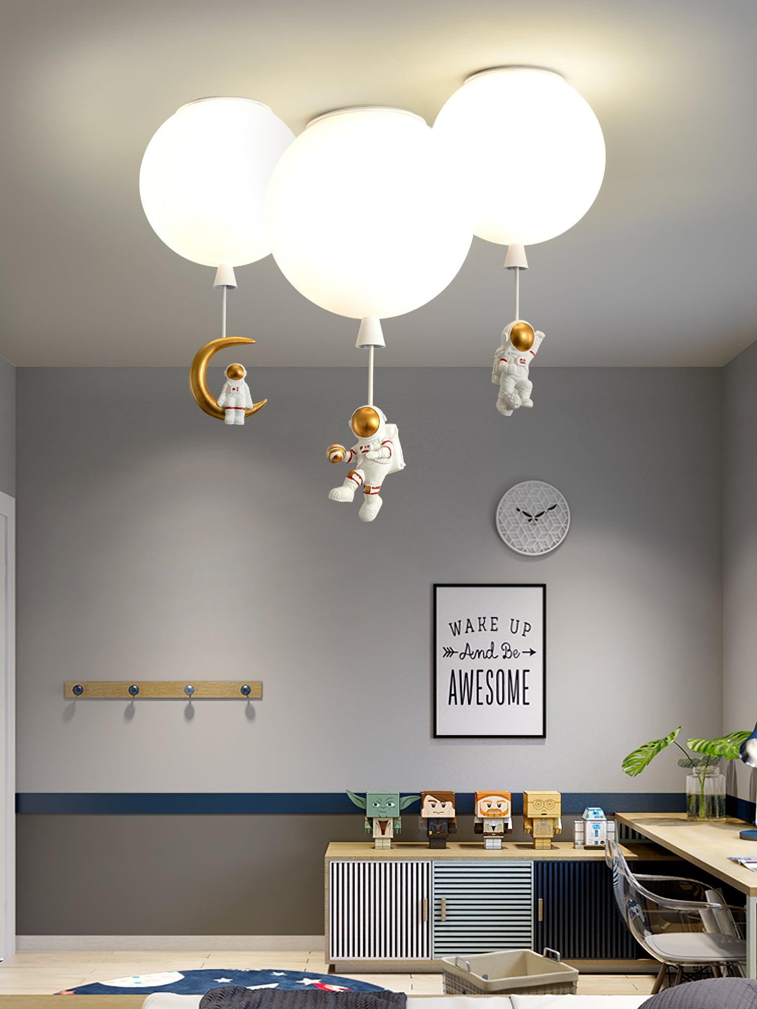 Solara Ceiling Light Acrylic Balloon Astronaut Playful Kids Room - Letslighting