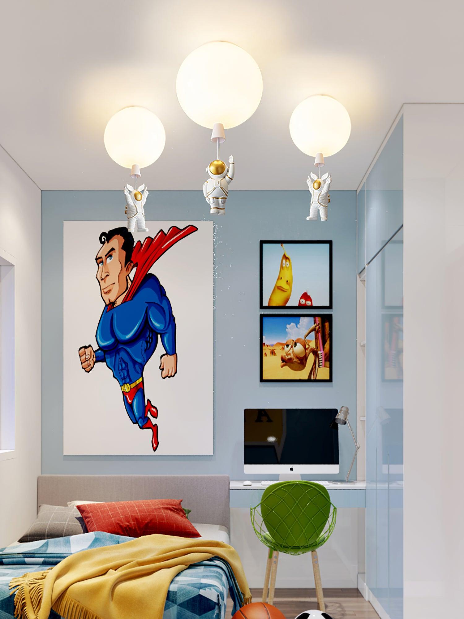 Solara Ceiling Light Acrylic Balloon Astronaut Playful Kids Room - Letslighting