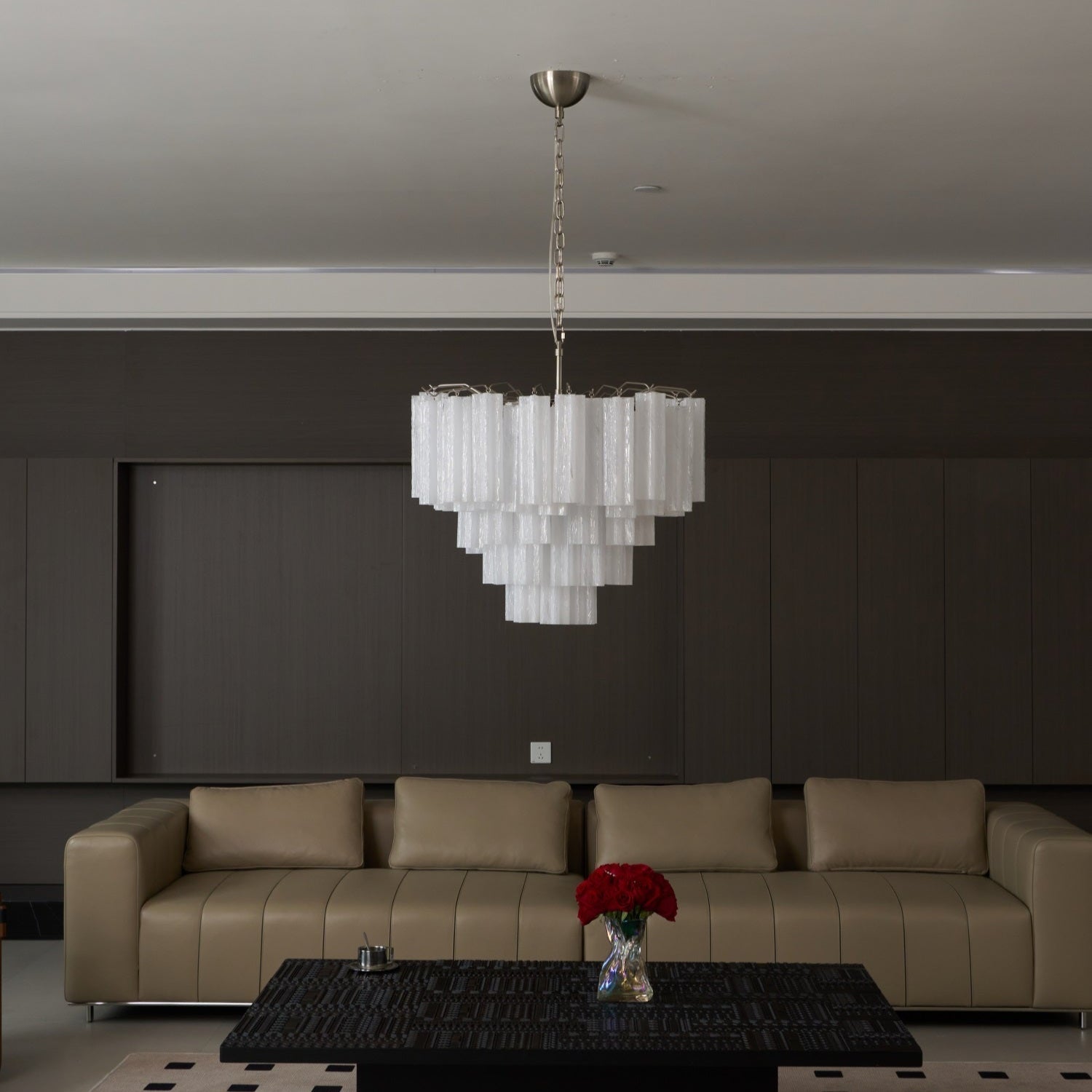 Aurora Chandelier Frosted Murano Glass Tiered Cascade - Letslighting