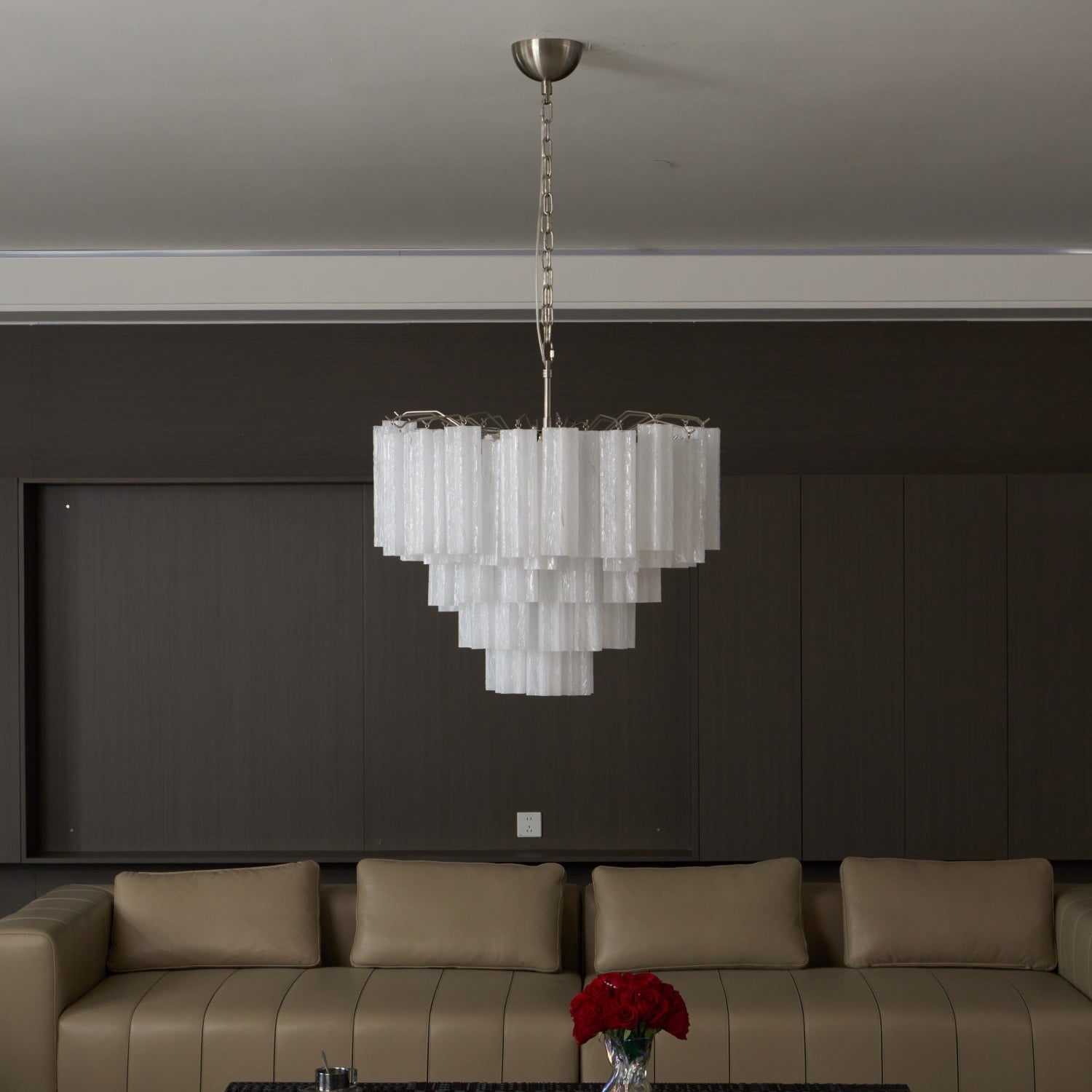 Aurora Chandelier Frosted Murano Glass Tiered Cascade - Letslighting