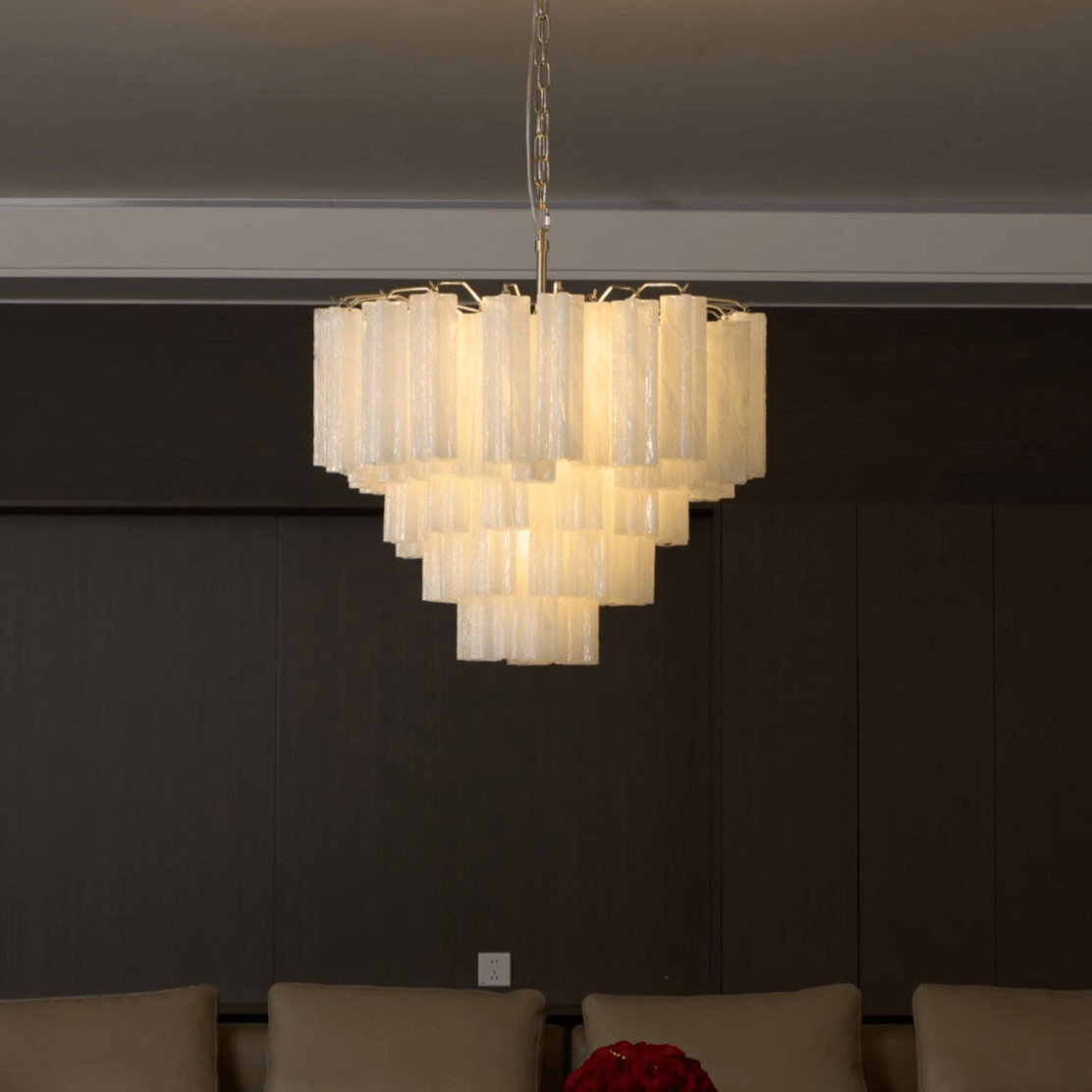 Aurora Chandelier Frosted Murano Glass Tiered Cascade - Letslighting