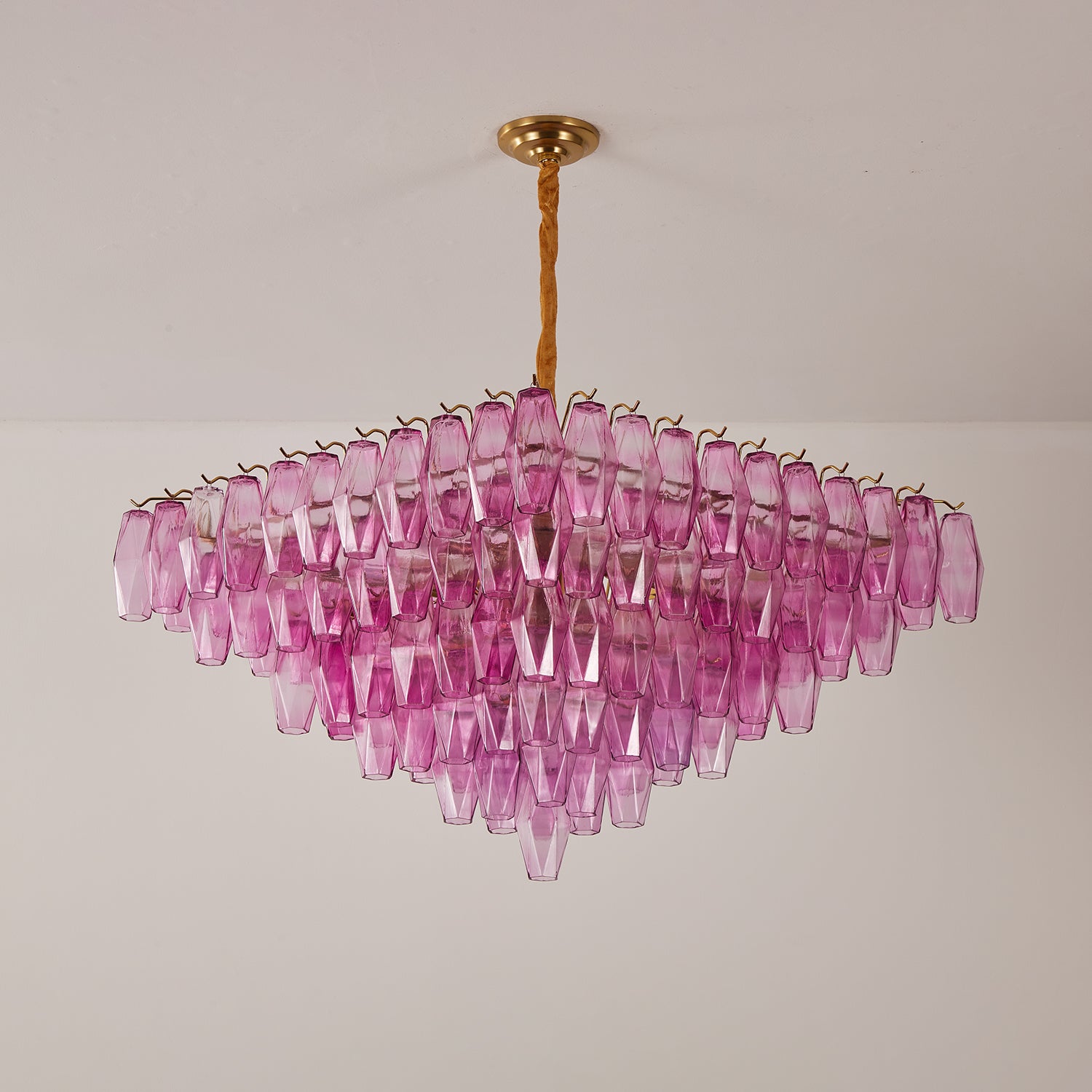 Aurora Chandelier Fuchsia Prism Inverted Pyramid - Letslighting